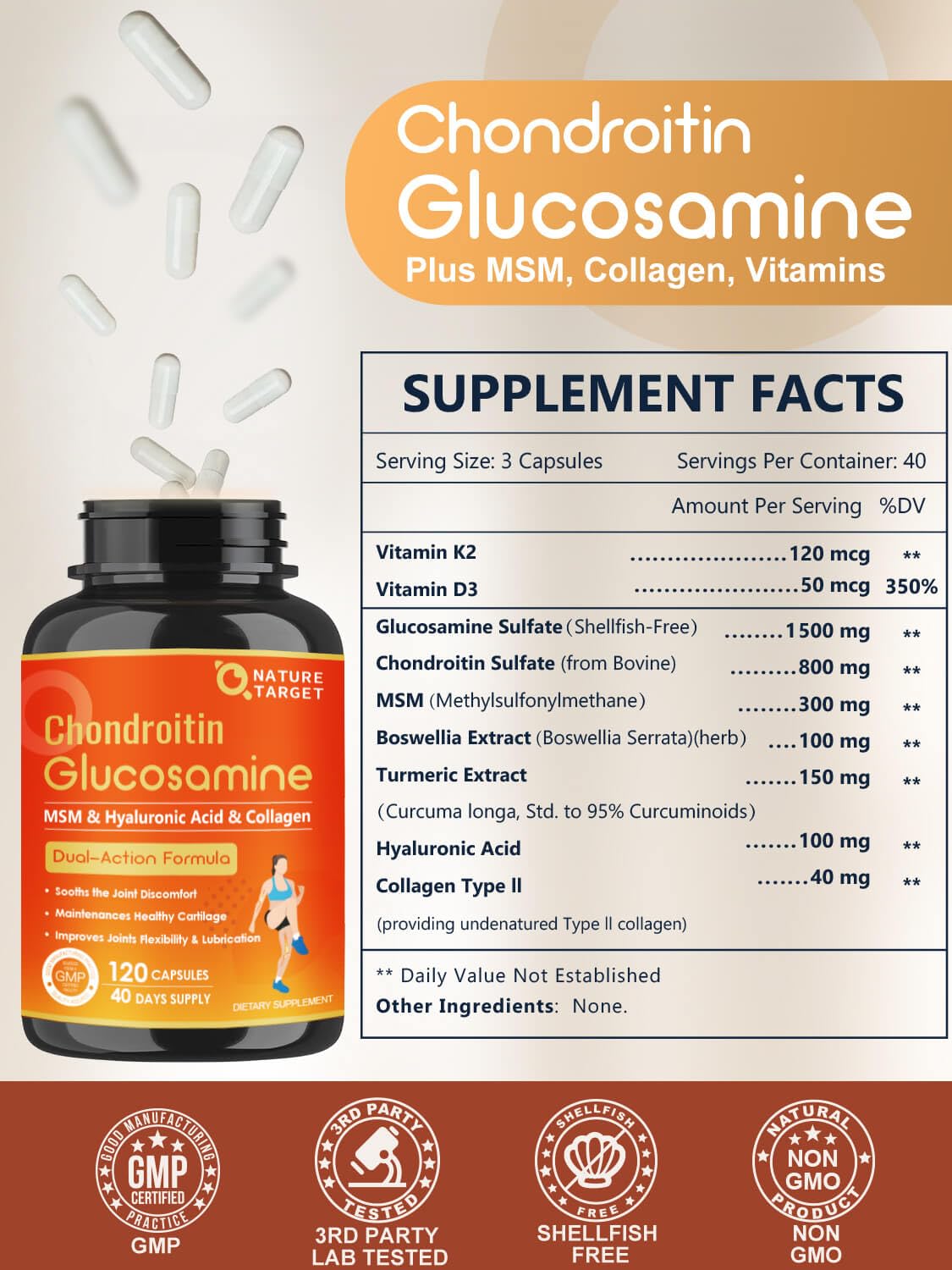 Foto 8 pulgar | Suplemento Nature Target con Glucosamina y Condroitina - Venta Internacional
