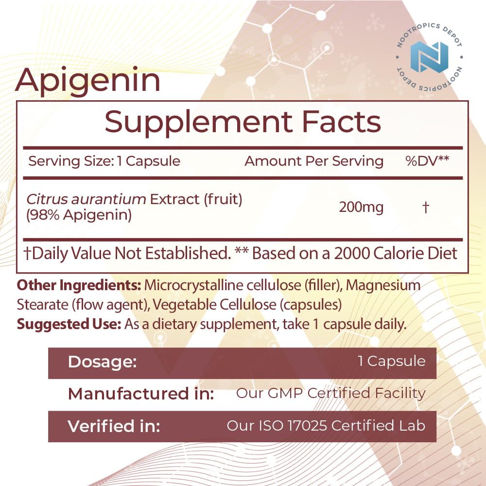 Foto 3 pulgar | Suplemento Nootropics Depot Apigenina, 200 Mg - Venta Internacional