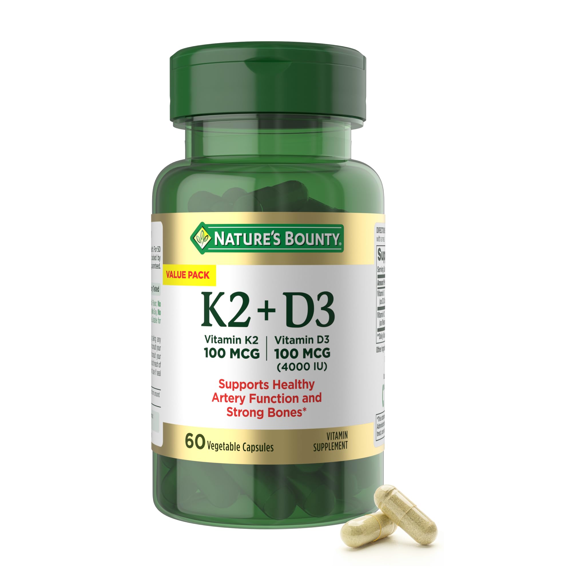 Suplemento De Vitamina D3 K2 De Nature's Bounty De 4000 Ui + 100 Mcg - Venta Internacional.