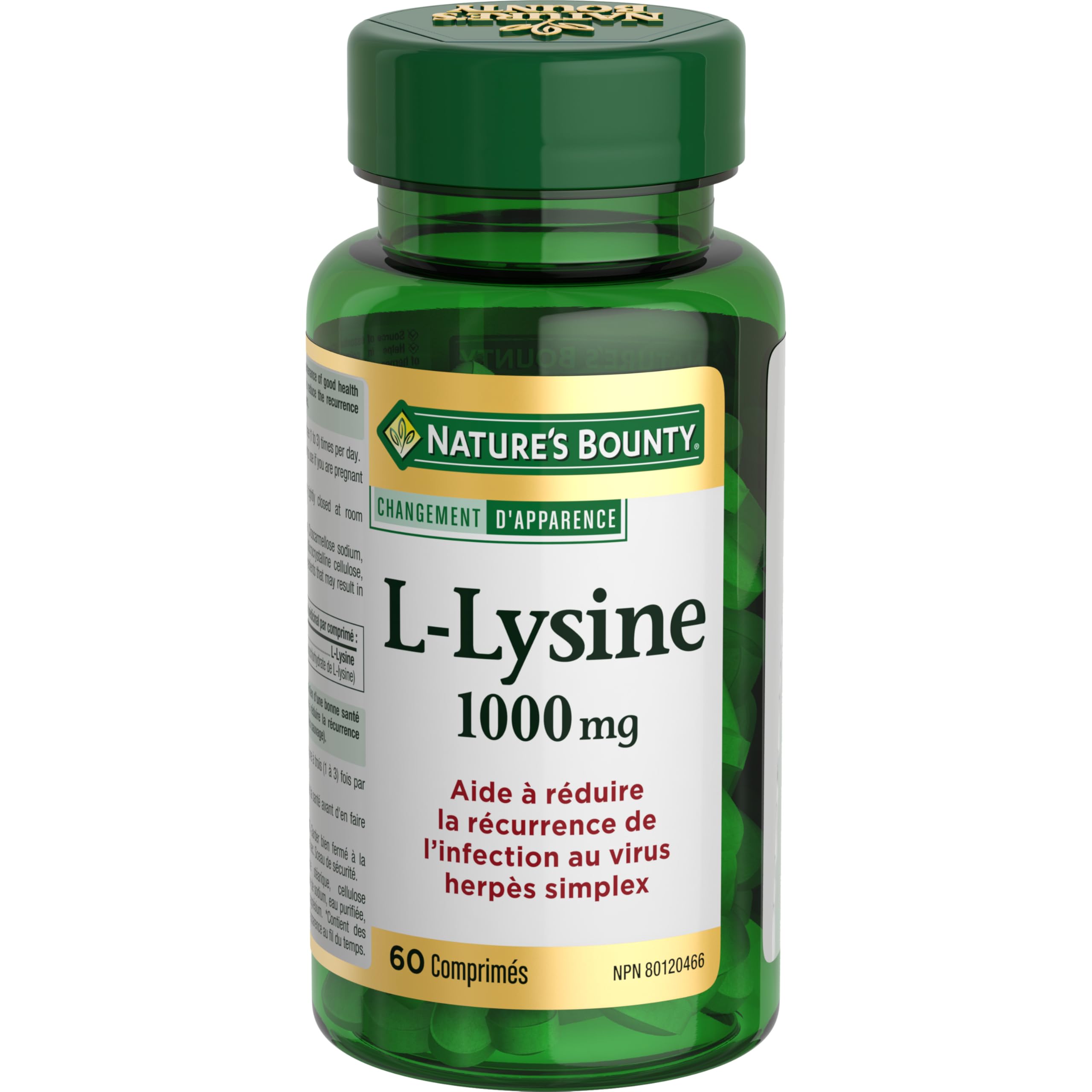 Suplemento Nature's Bounty L-lisina 1000 Mg 60 Comprimidos - Venta Internacional.