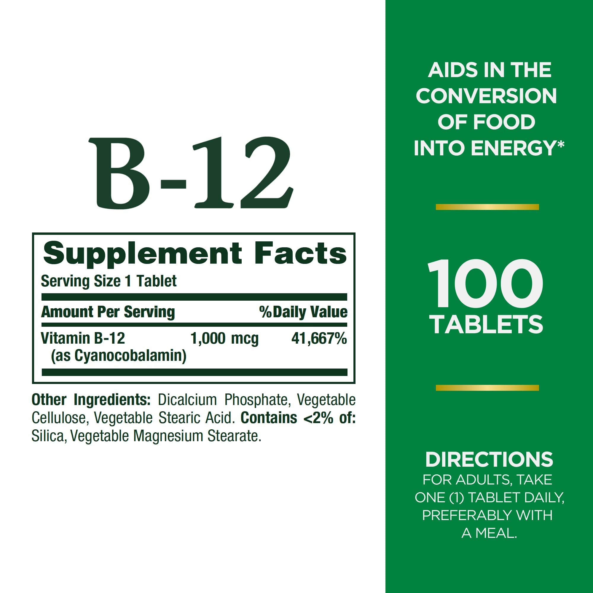 Foto 2 | Suplemento De Vitamina B12 De Nature's Bounty, 1000 Mcg, 100 Tabletas - Venta Internacional.