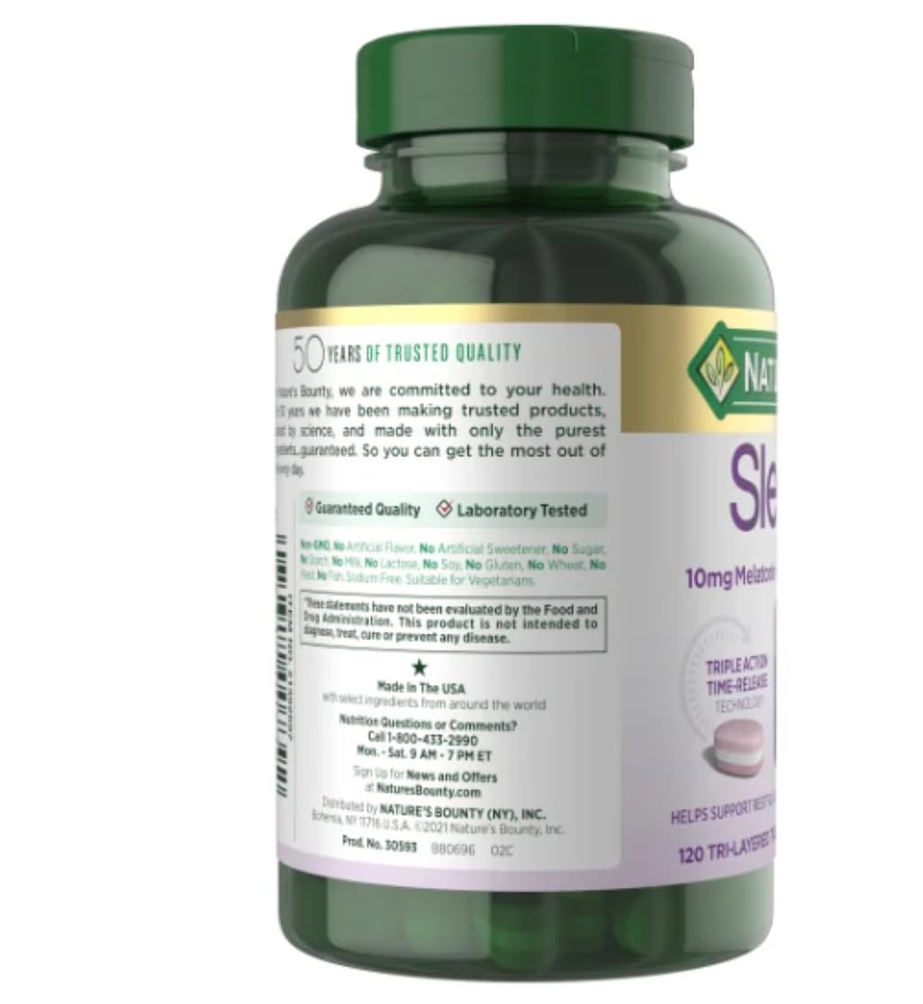 Foto 3 pulgar | Sleep Aid Natures Bounty Sleep 3 10 Mg De Melatonina 120 Comprimidos - Venta Internacional.
