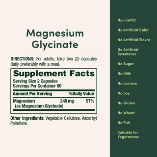 Foto 5 | Suplemento Nature's Bounty De Glicinato De Magnesio De Alta Absorción 240 Mg 120 Tabletas - Venta Internacional.
