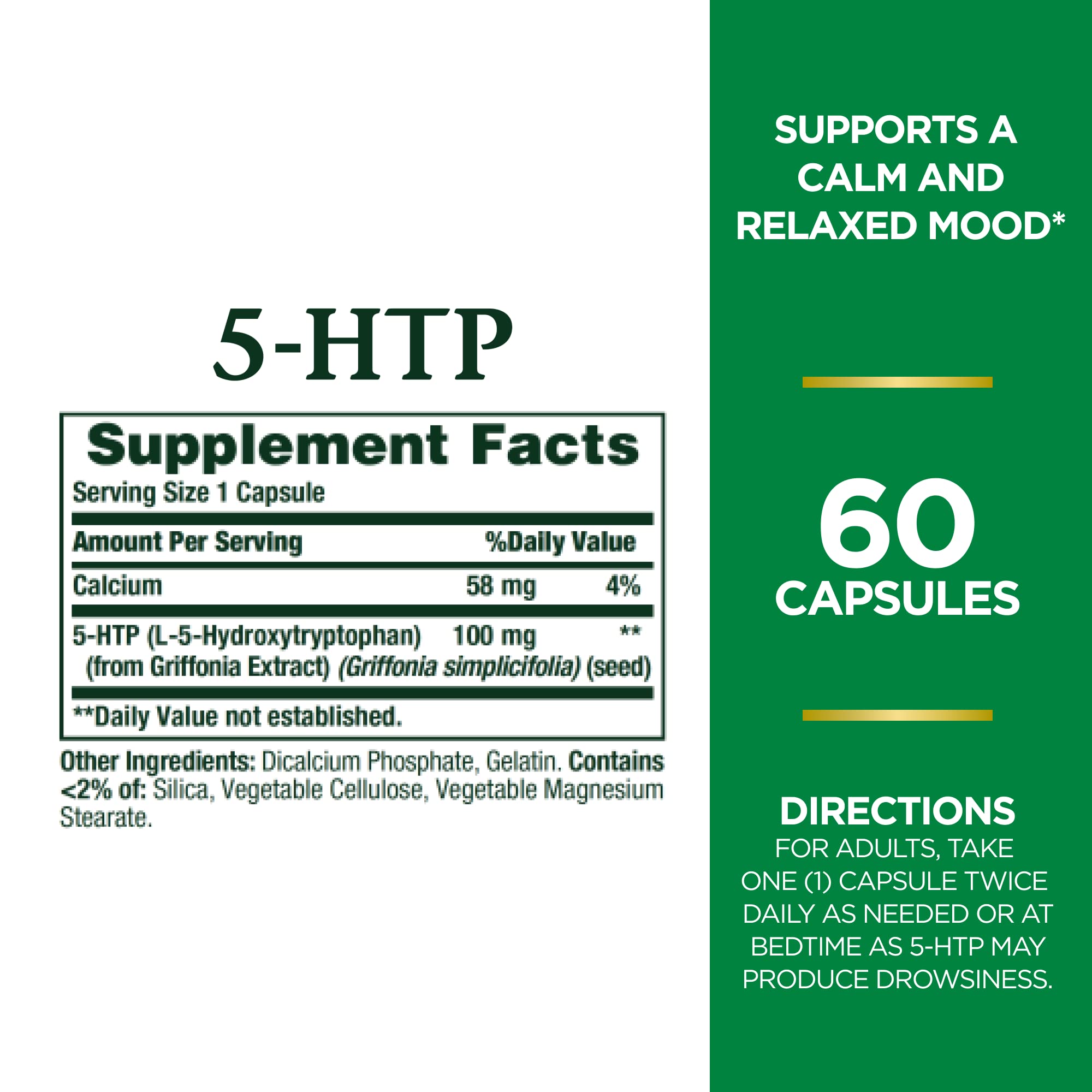 Foto 3 pulgar | Suplemento Nature's Bounty 5-htp 100 Mg 60 Cápsulas - Venta Internacional.