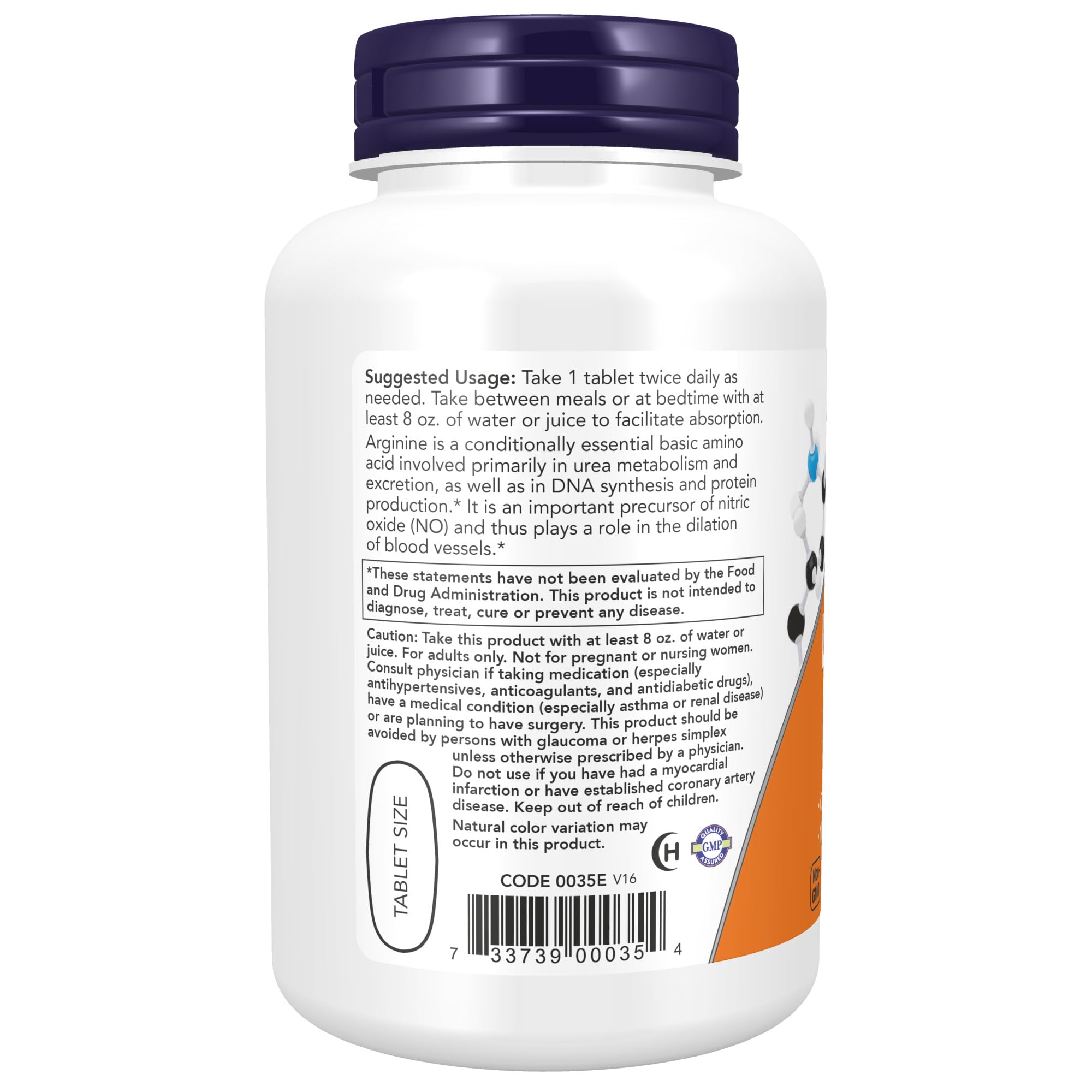 Foto 4 pulgar | Supplement Now L-arginina 1000 Mg De Óxido Nítrico 120 Comprimidos - Venta Internacional.