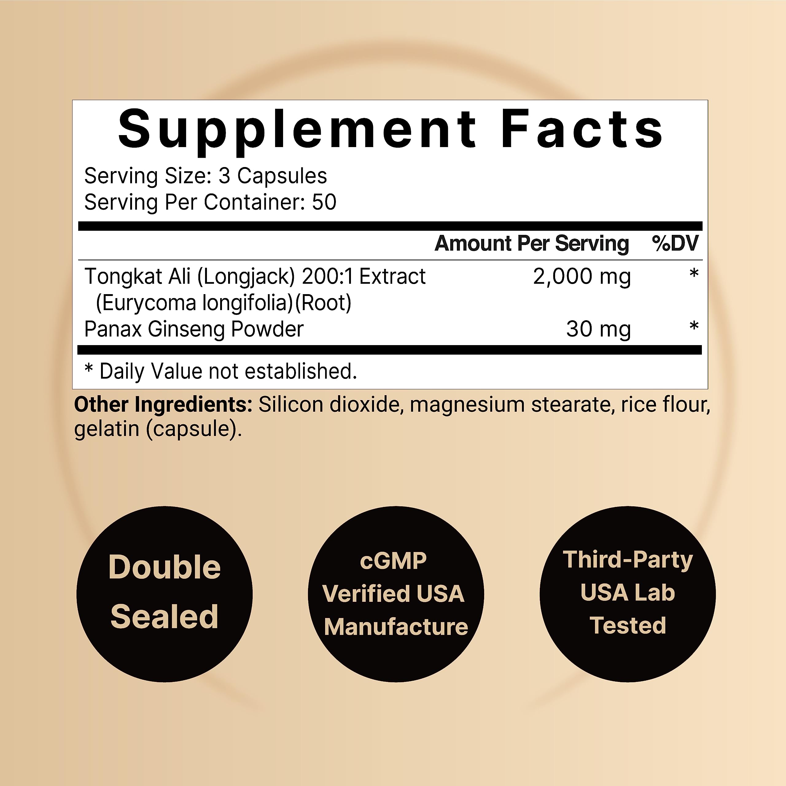 Foto 3 pulgar | Suplemento Naturebell Tongkat Ali 200:1 Extracto 2000 Mg - Venta Internacional.