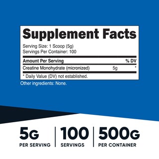Foto 2 | Suplemento Nutricost Monohidrato De Creatina Micronizado 500g - Venta Internacional.
