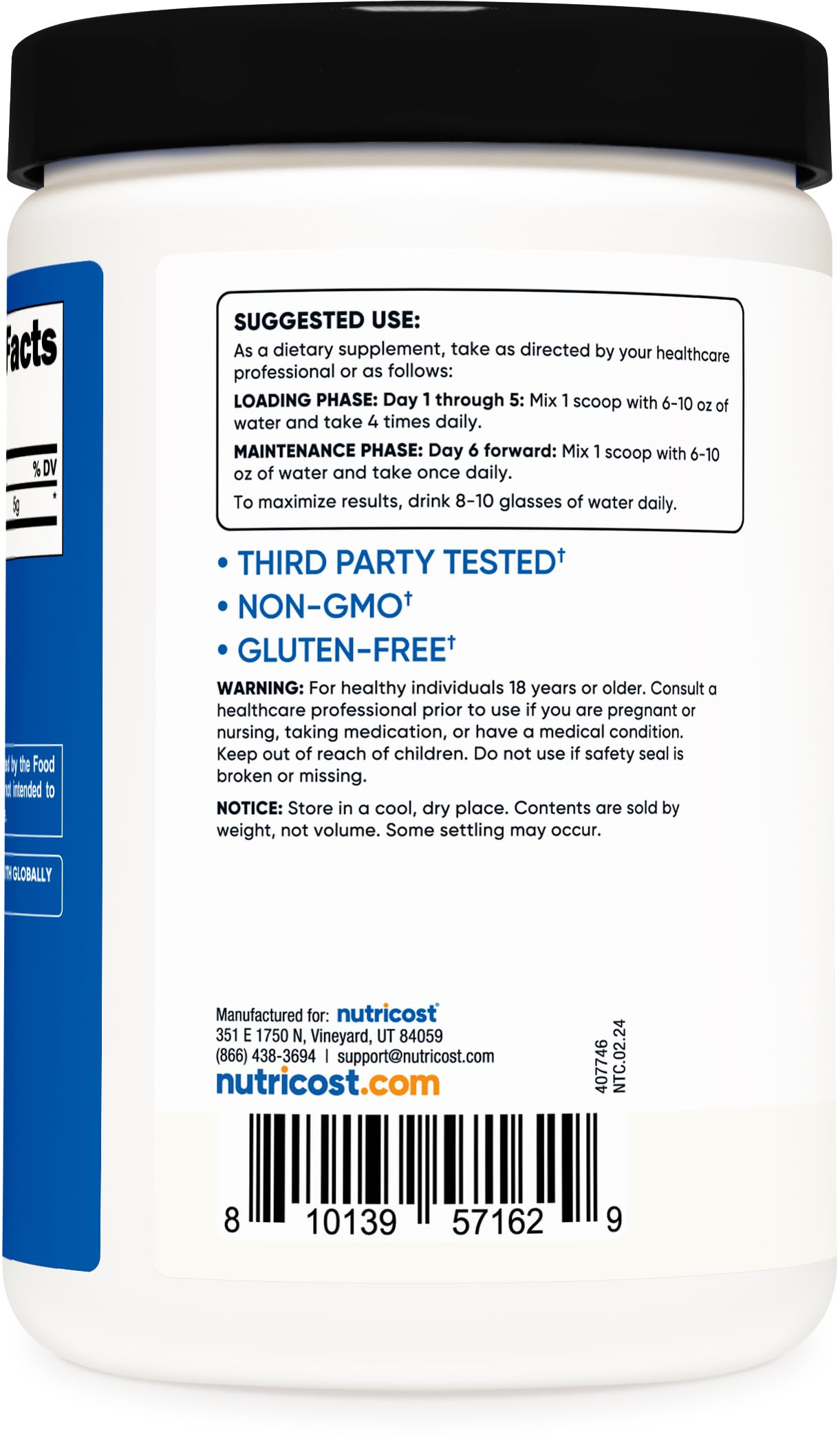 Foto 5 pulgar | Suplemento Nutricost Monohidrato De Creatina Micronizado 500g - Venta Internacional.