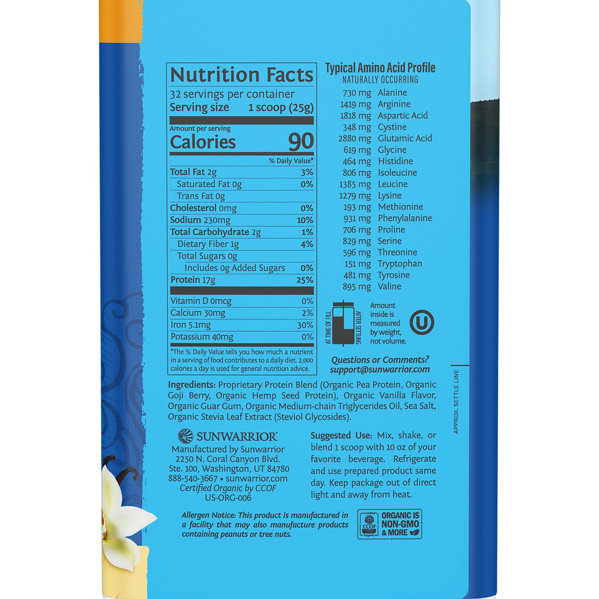 Foto 2 | Proteína En Polvo Sunwarrior Warrior Blend Vanilla 544g - Venta Internacional.