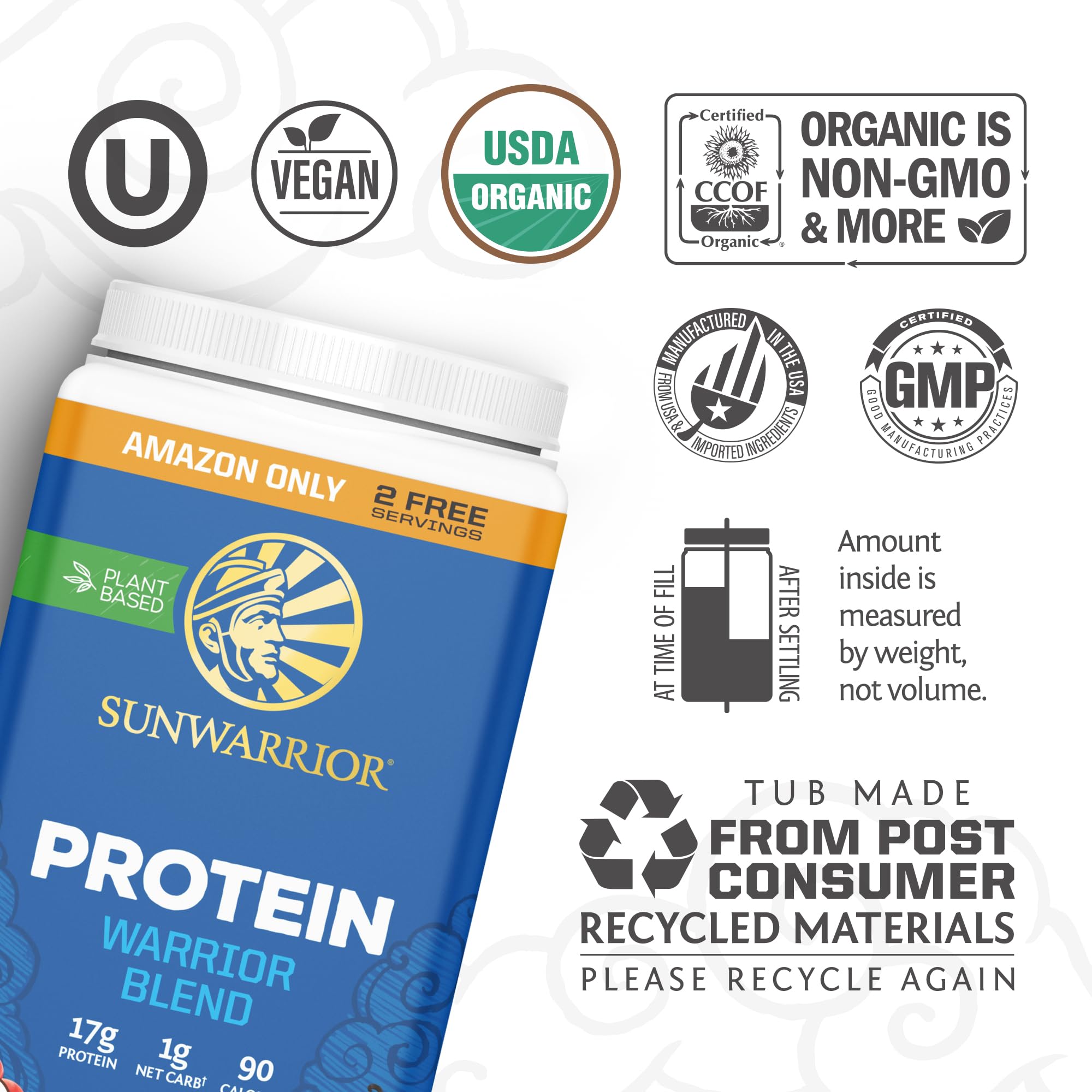Foto 4 pulgar | Proteína En Polvo Sunwarrior Warrior Blend Vanilla 544g - Venta Internacional.