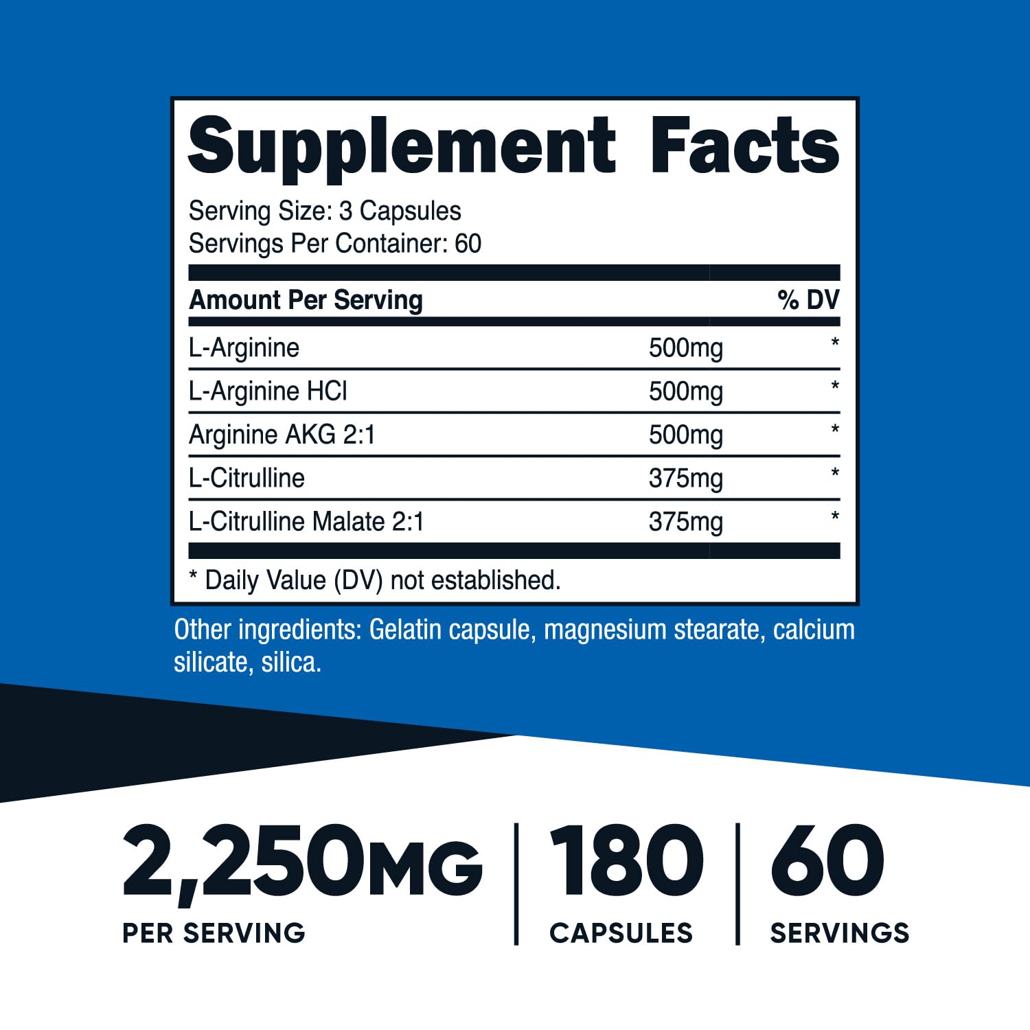Foto 3 pulgar | Suplemento Nutricost Nitric Oxide Booster 2250 Mg 180 Cápsulas - Venta Internacional.