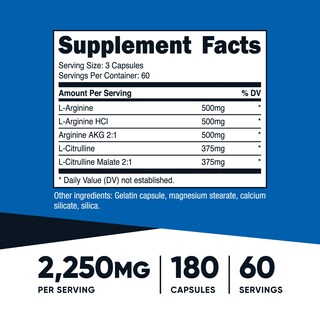 Foto 2 | Suplemento Nutricost Nitric Oxide Booster 2250 Mg 180 Cápsulas - Venta Internacional.