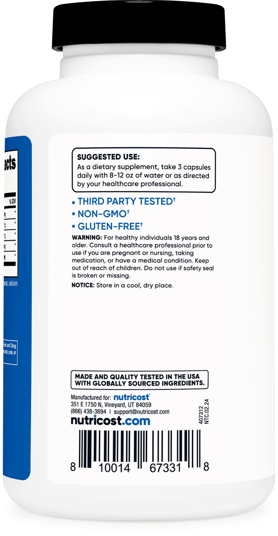 Foto 5 pulgar | Suplemento Nutricost Nitric Oxide Booster 2250 Mg 180 Cápsulas - Venta Internacional.