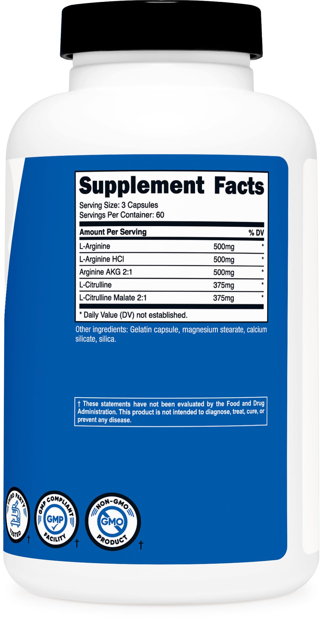 Foto 6 pulgar | Suplemento Nutricost Nitric Oxide Booster 2250 Mg 180 Cápsulas - Venta Internacional.