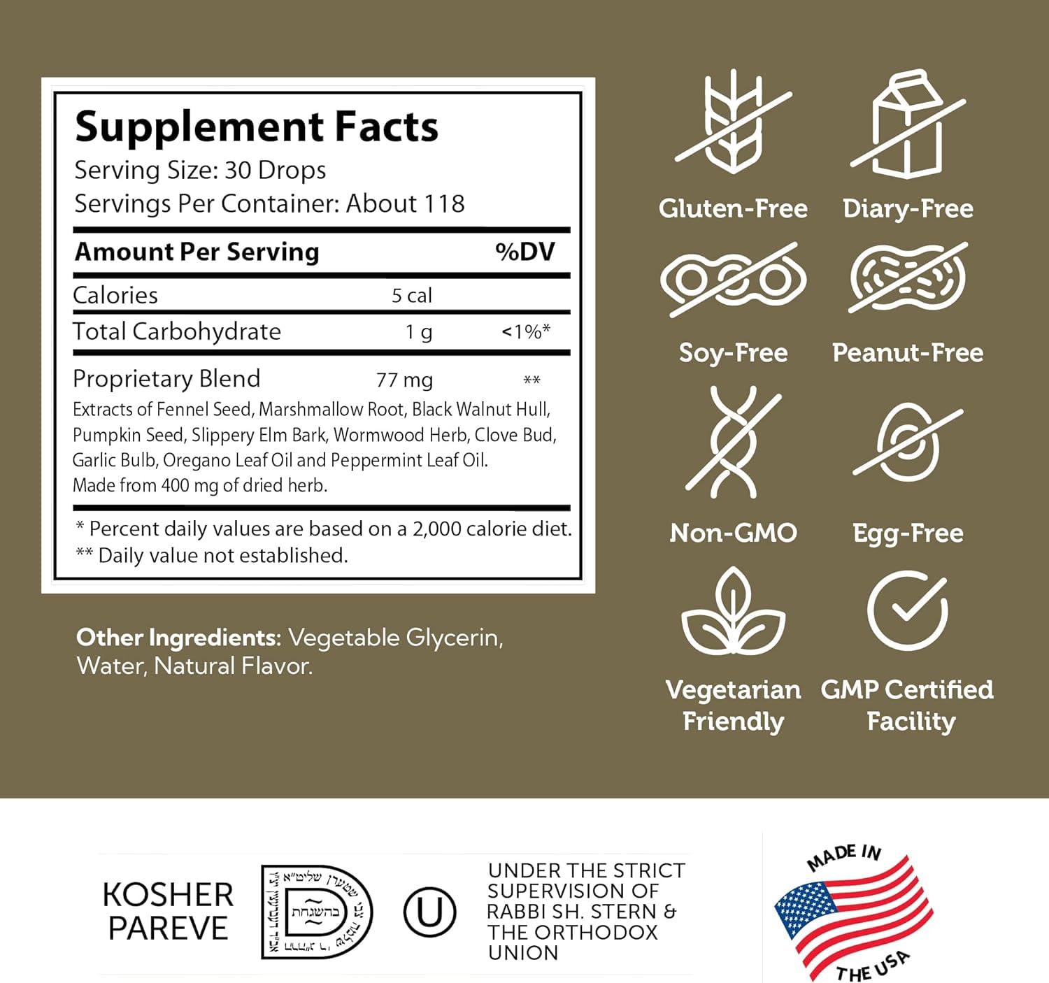Foto 4 pulgar | Suplemento Zahler Paraguard Liquid Drops 120 Ml Gut Health - Venta Internacional.