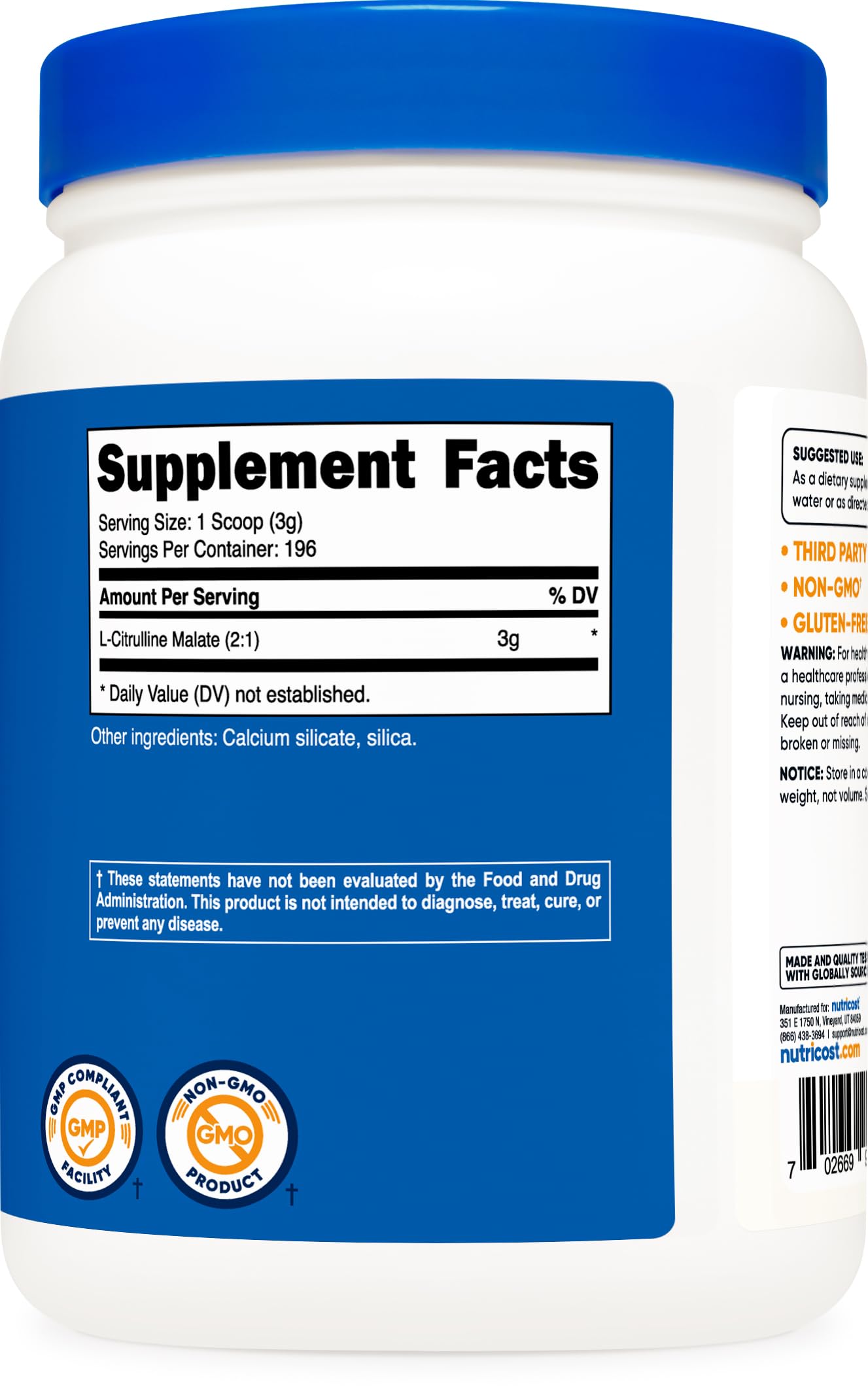 Foto 6 pulgar | Suplemento Nutricost L-citrulina Malato (2:1) En Polvo 600 G - Venta Internacional.