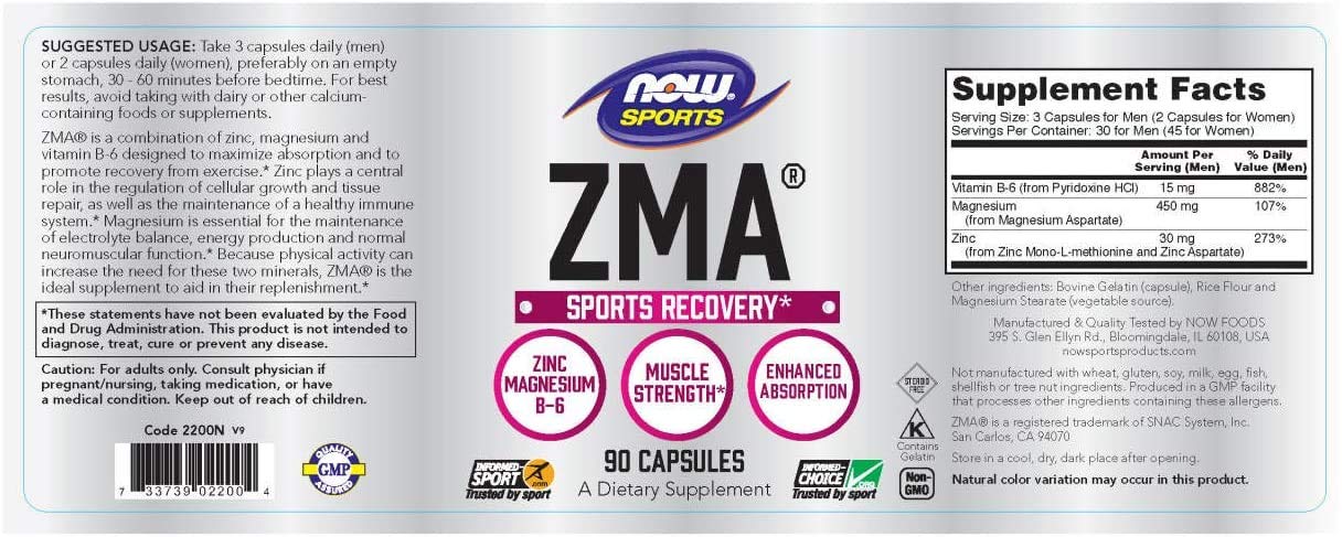 Foto 4 pulgar | Suplemento Now Sports Nutrition Zma (zinc, Magnesio) 90 Cápsulas - Venta Internacional.