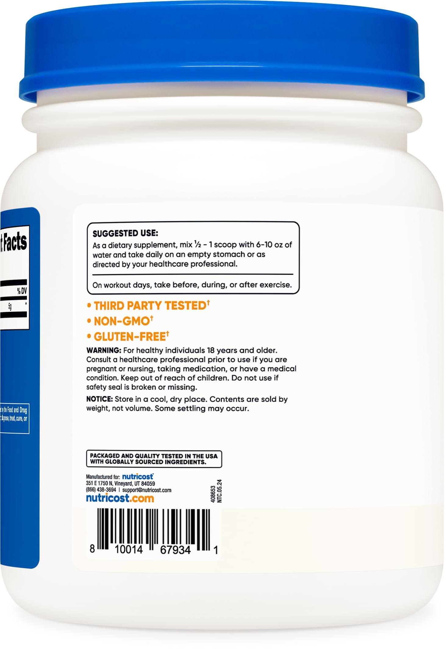 Foto 5 pulgar | Suplemento Nutricost De L-leucina Pura En Polvo, 500 G - Venta Internacional.