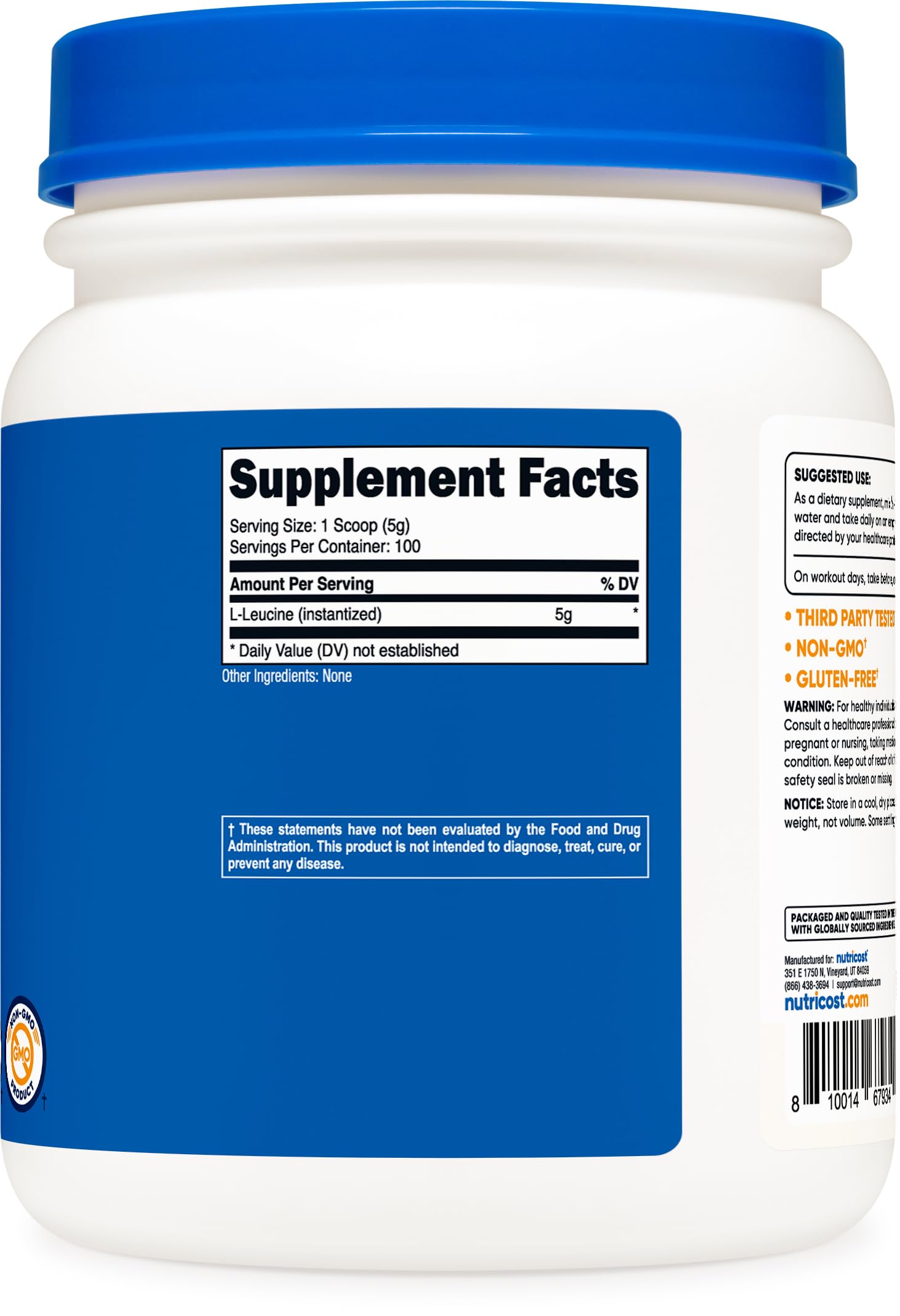 Foto 5 | Suplemento Nutricost De L-leucina Pura En Polvo, 500 G - Venta Internacional.