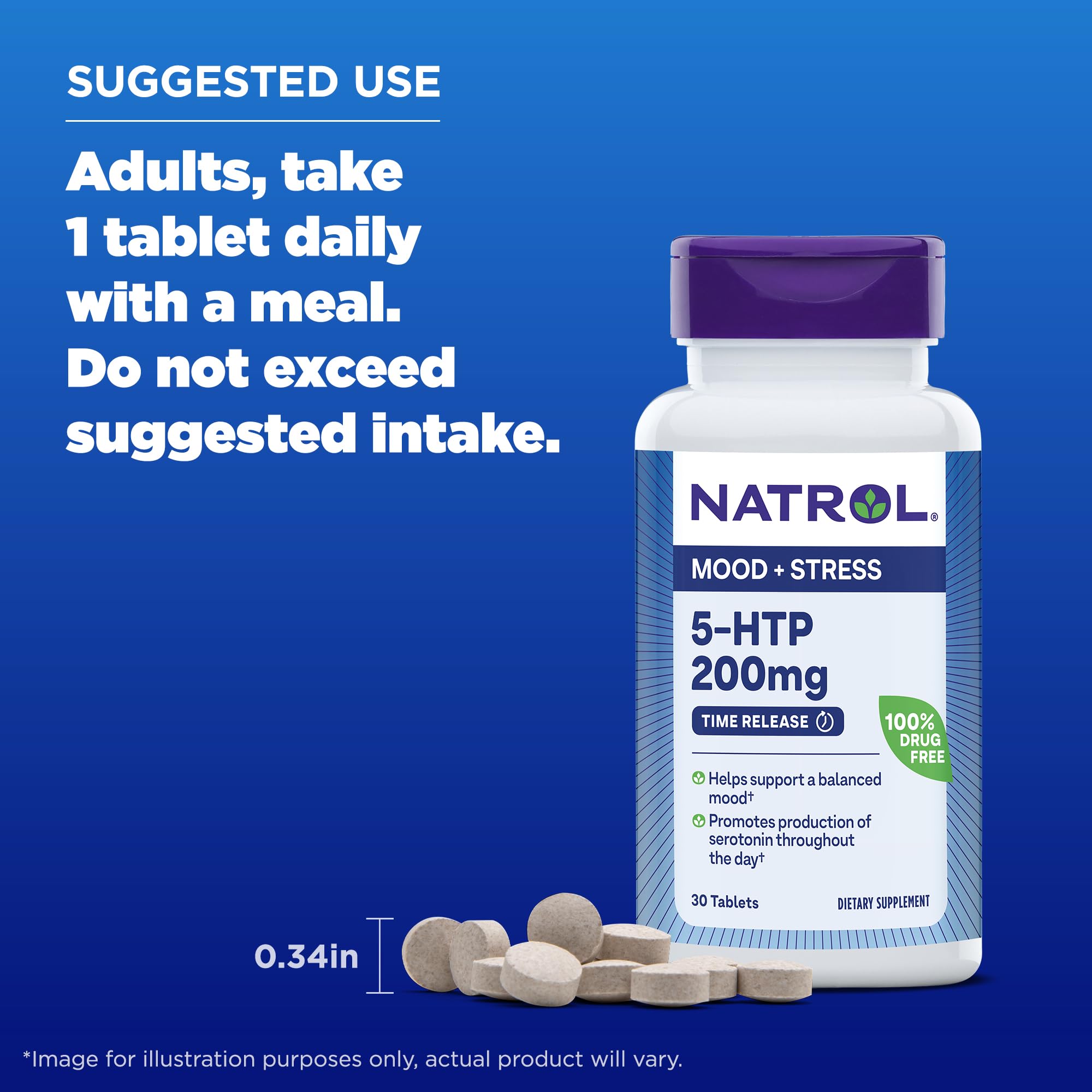 Foto 7 pulgar | Suplemento Natrol 5-htp Time Release 200 Mg 30 Comprimidos - Venta Internacional.