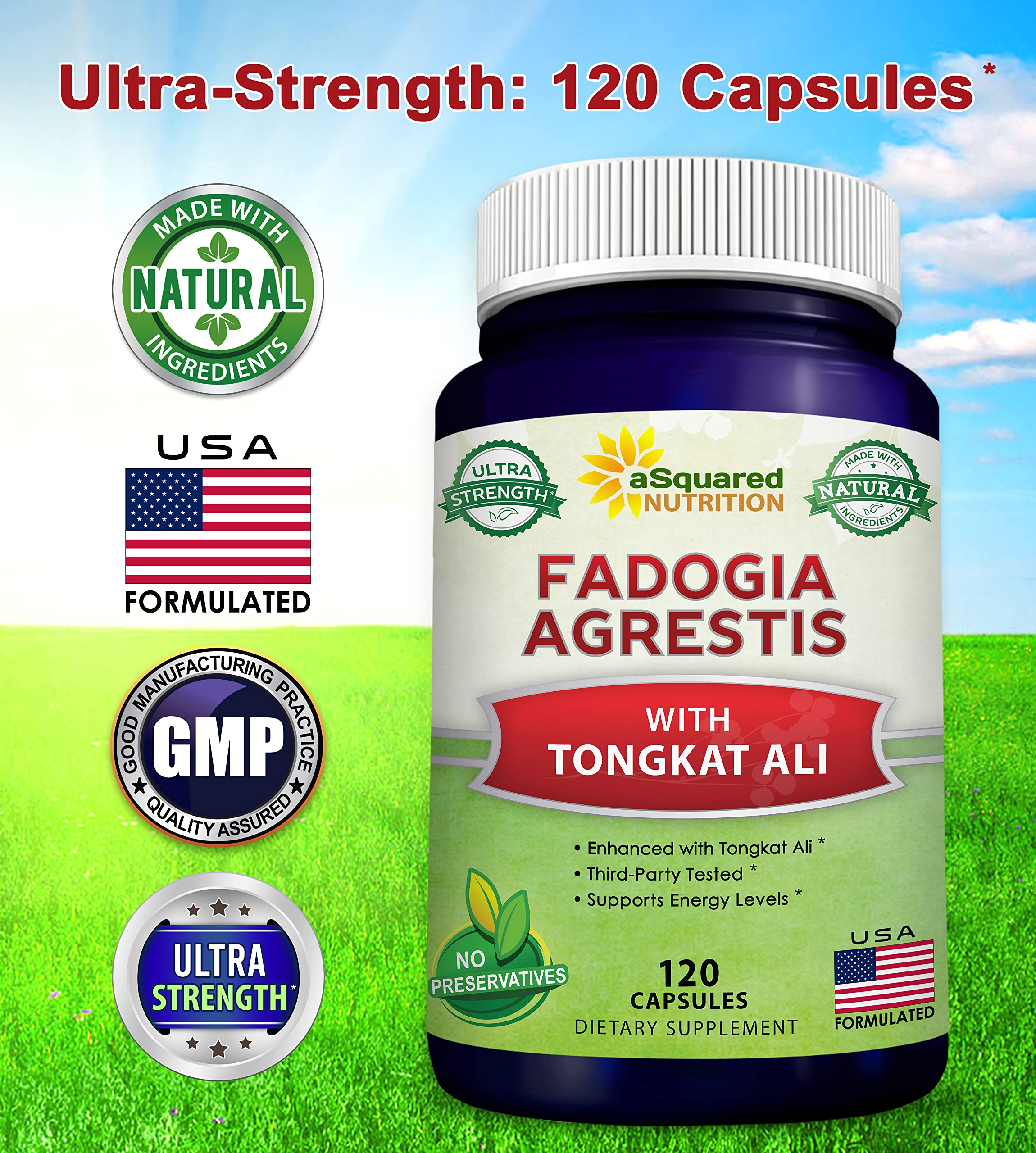 Foto 6 pulgar | Suplemento Asquared Nutrition Fadogia Agrestis 1000 Mg Y Tongkat Ali 400 Mg - 120 Cápsulas - Venta Internacional.