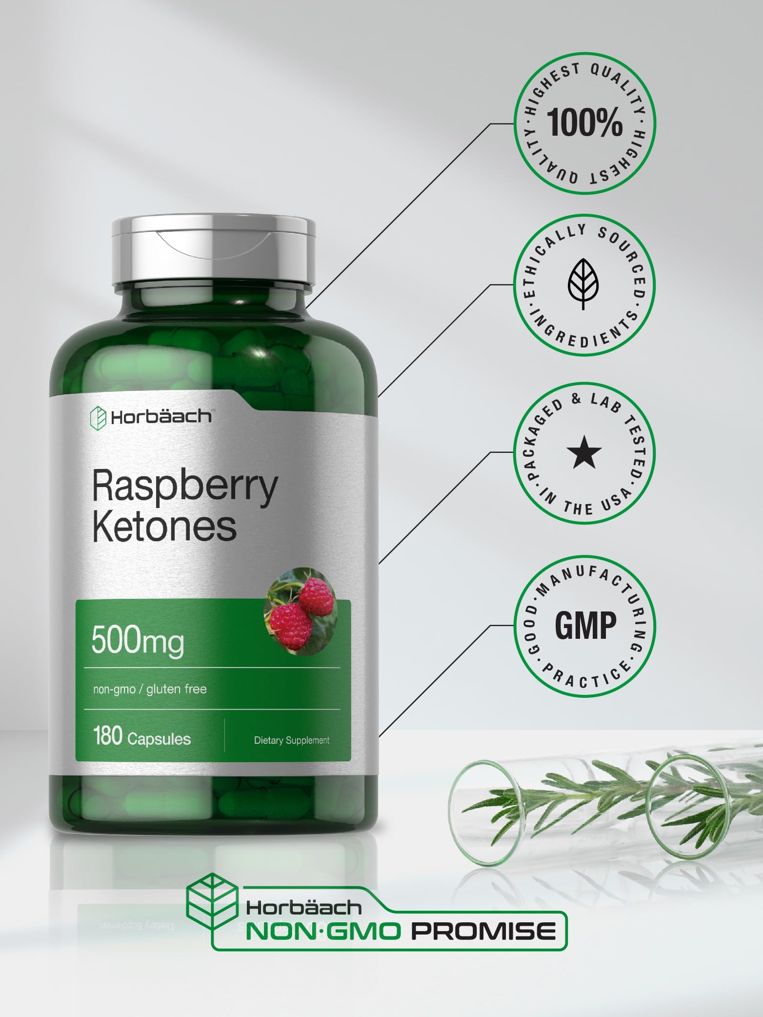 Foto 5 | Suplemento Horbäach De Cetonas De Frambuesa 500 Mg 180 Cápsulas - Venta Internacional.