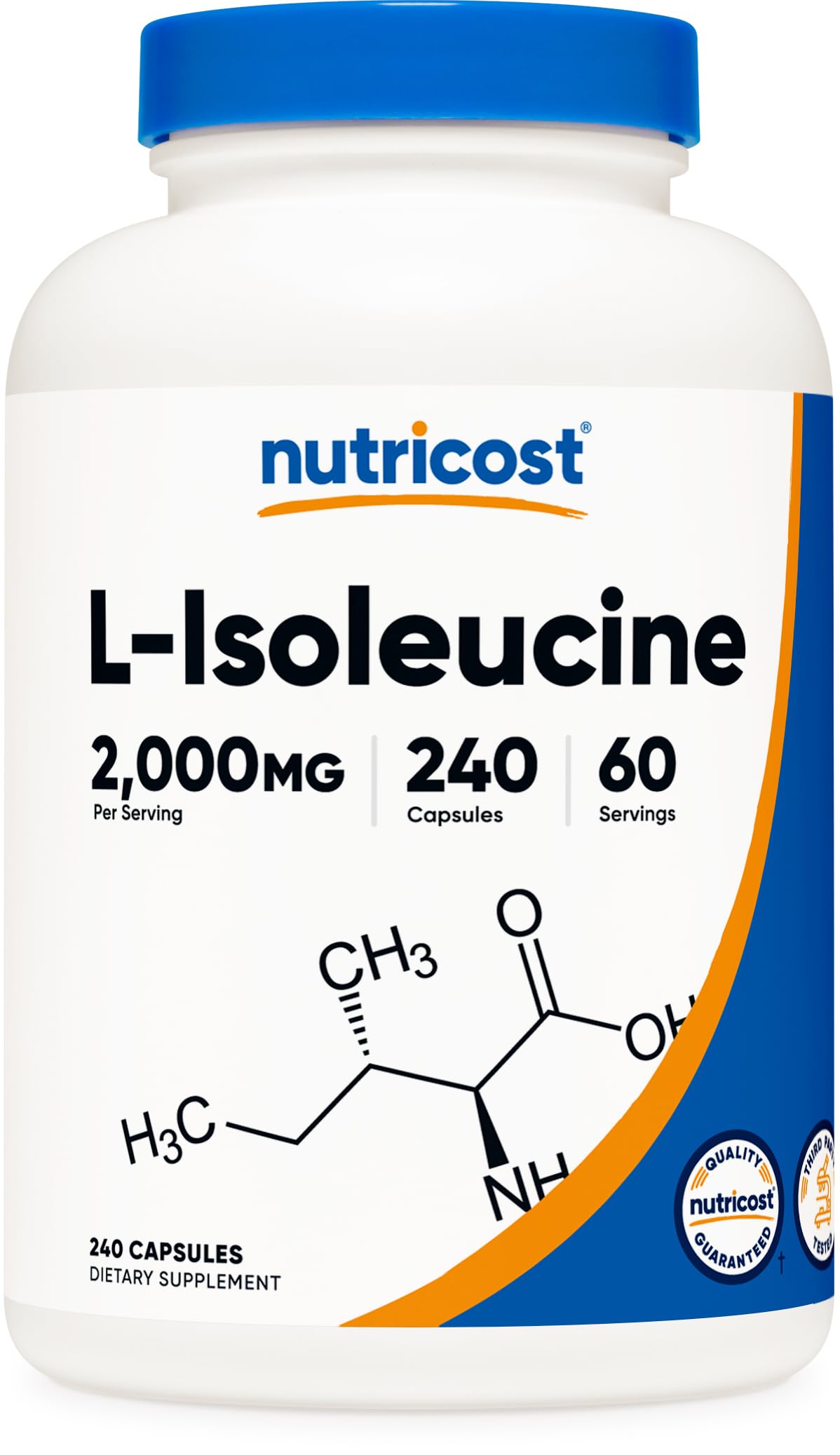 Suplemento Nutricost L-isoleucina 2000 Mg 240 Cápsulas - Venta Internacional.