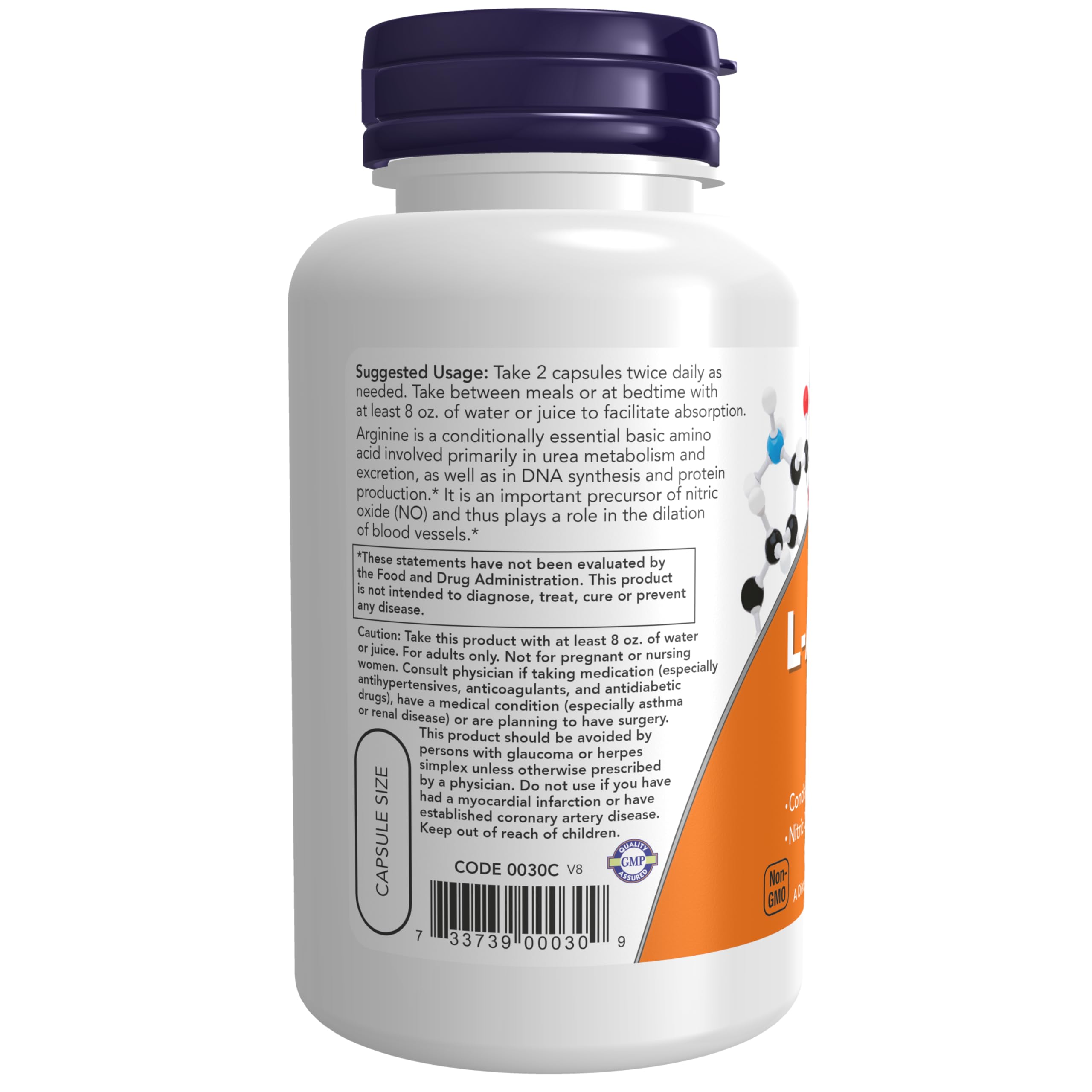 Foto 4 pulgar | Suplemento Now Foods L-arginina 500 Mg De Óxido Nítrico 100 Cápsulas - Venta Internacional.