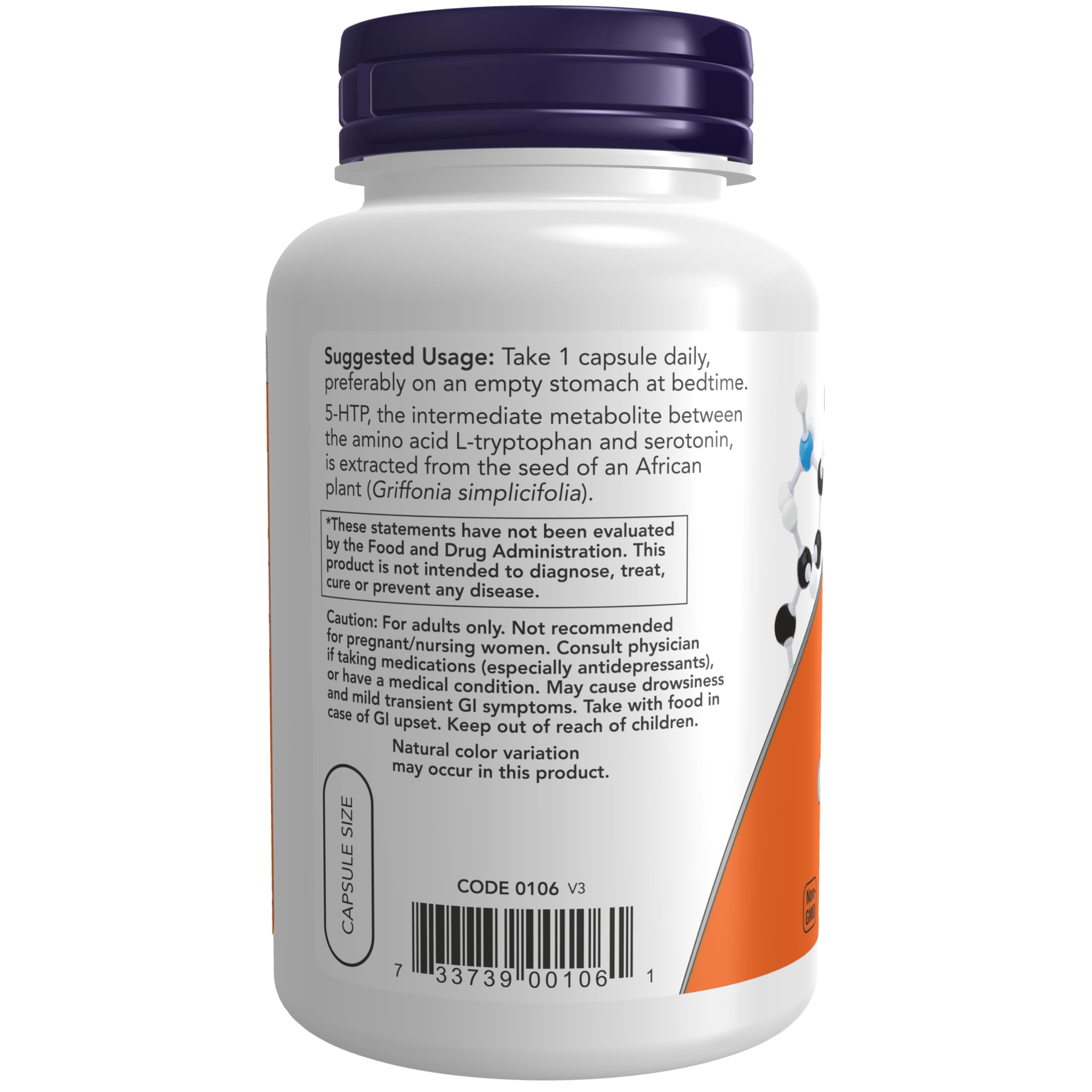 Foto 4 pulgar | Suplemento Now 5-htp (5-hidroxitriptófano) 100 Mg 120 Cápsulas - Venta Internacional.