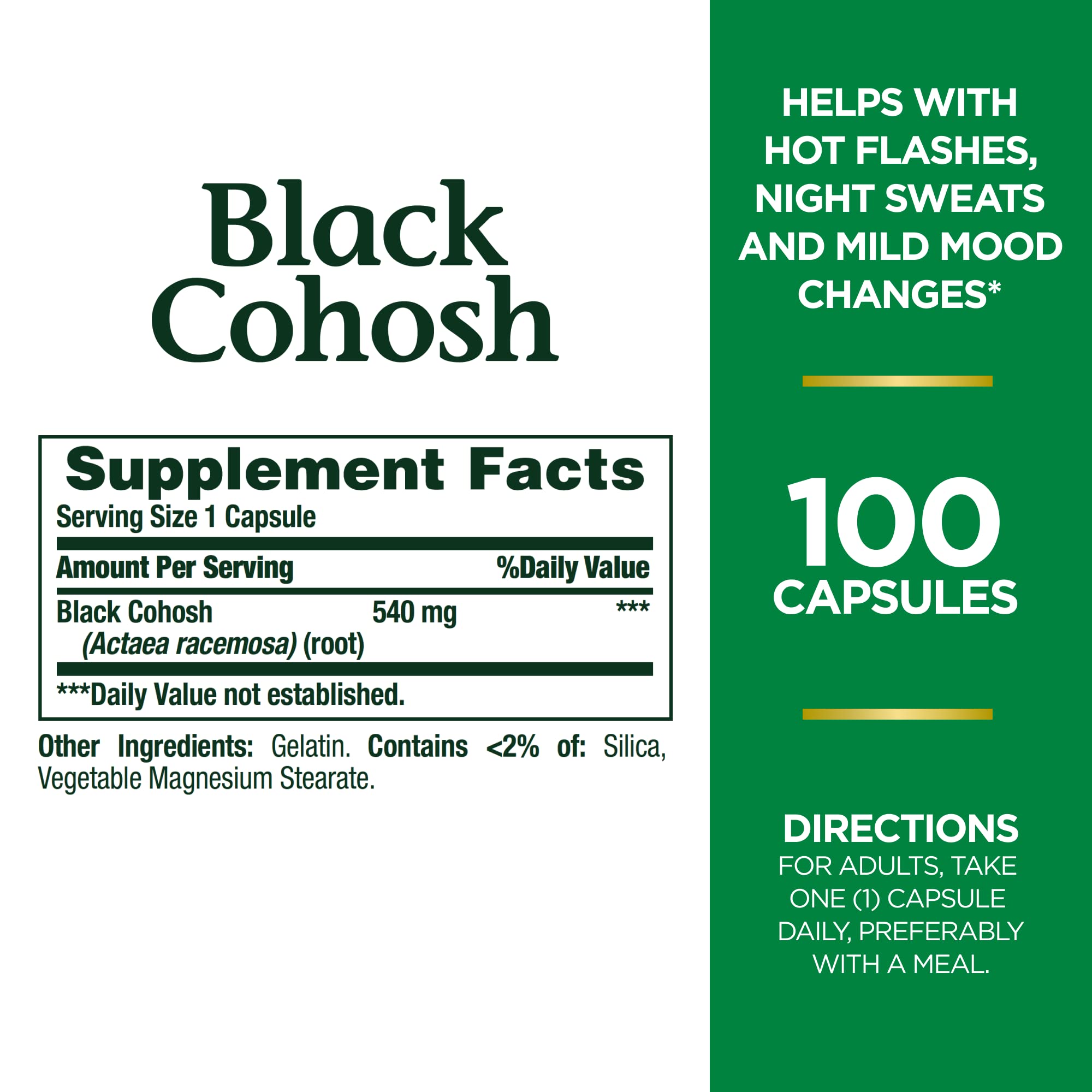 Foto 2 | Suplemento De Raíz De Cohosh Negro Nature's Bounty 540 Mg 100 Cápsulas - Venta Internacional.