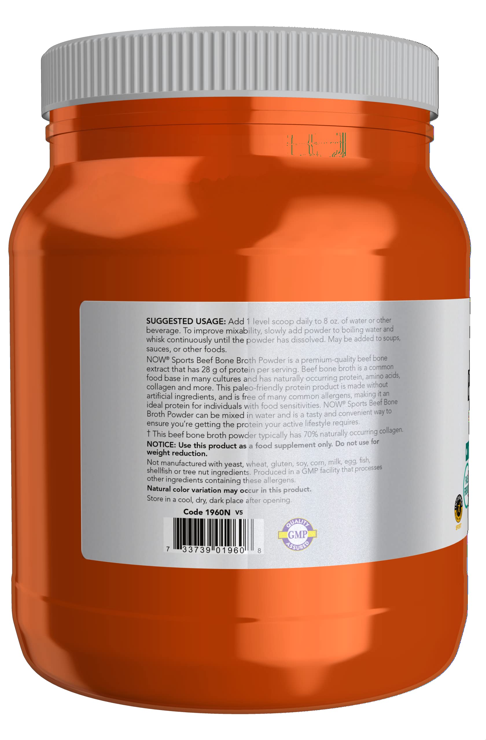 Foto 4 pulgar | Caldo De Huesos De Res En Polvo Now Foods Sports Nutrition 544g - Venta Internacional.