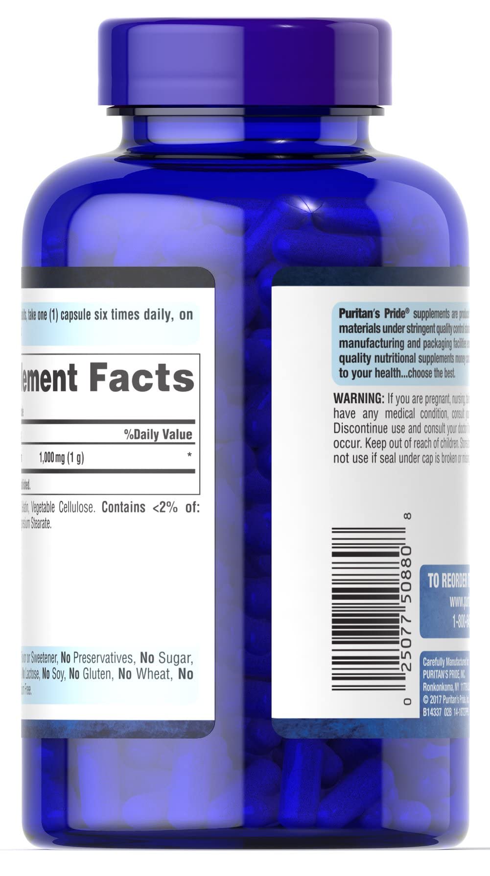Foto 5 | Suplemento Puritan's Pride, Cápsulas De L-arginina De 1000 Mg, 100 Unidades - Venta Internacional.