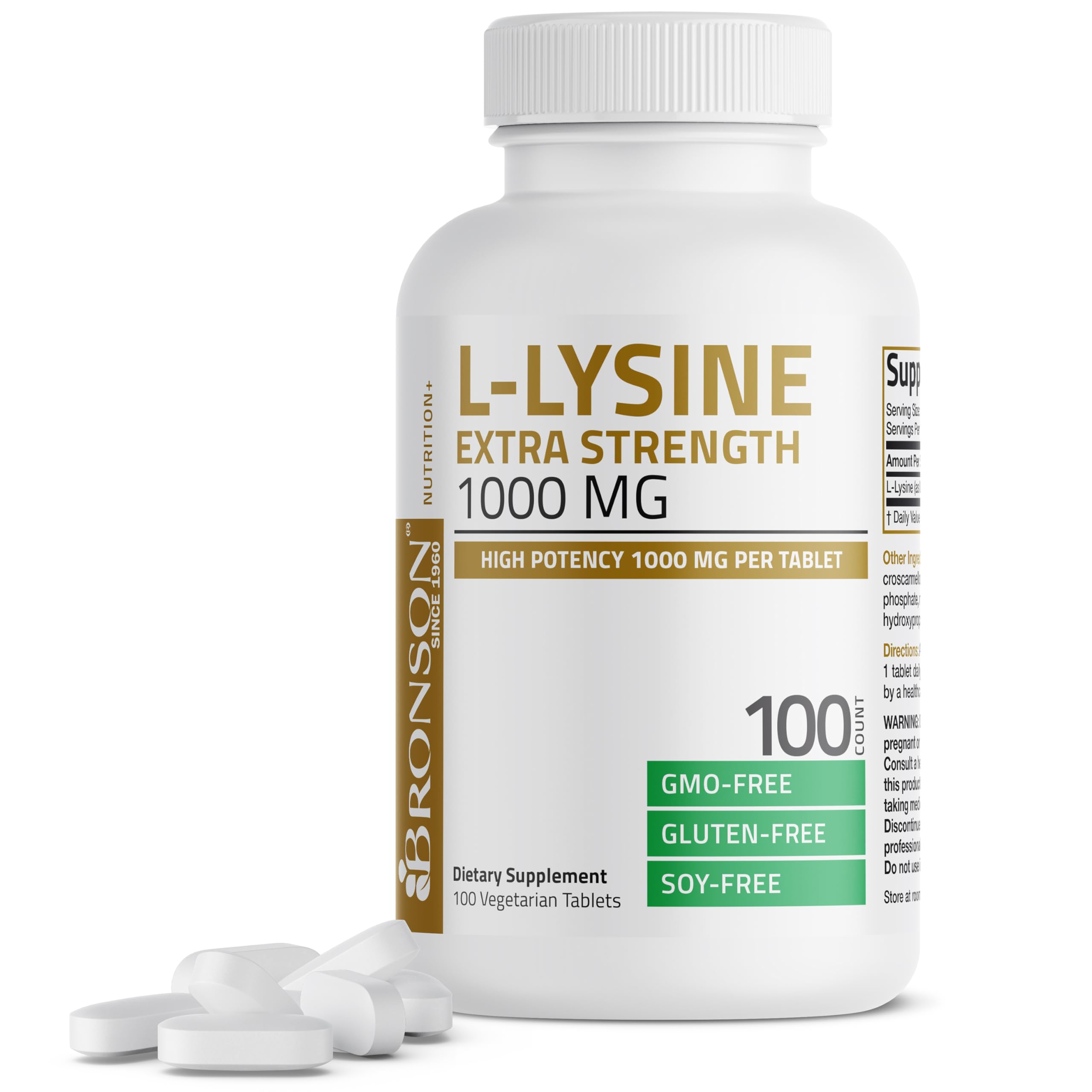 Foto 2 pulgar | Suplemento Bronson L-lisina Extra Strength 1000 Mg 100 Comprimidos - Venta Internacional.