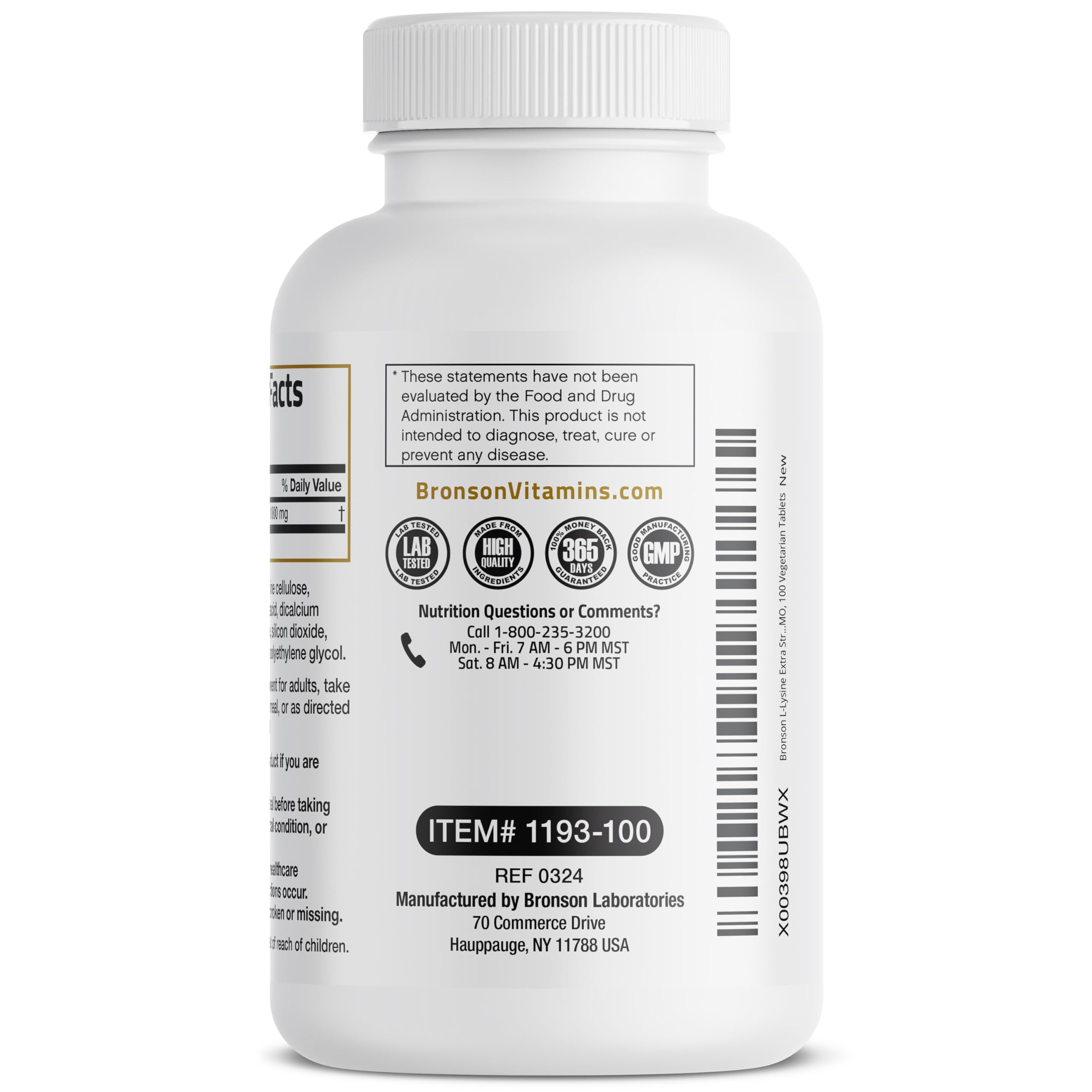Foto 3 pulgar | Suplemento Bronson L-lisina Extra Strength 1000 Mg 100 Comprimidos - Venta Internacional.