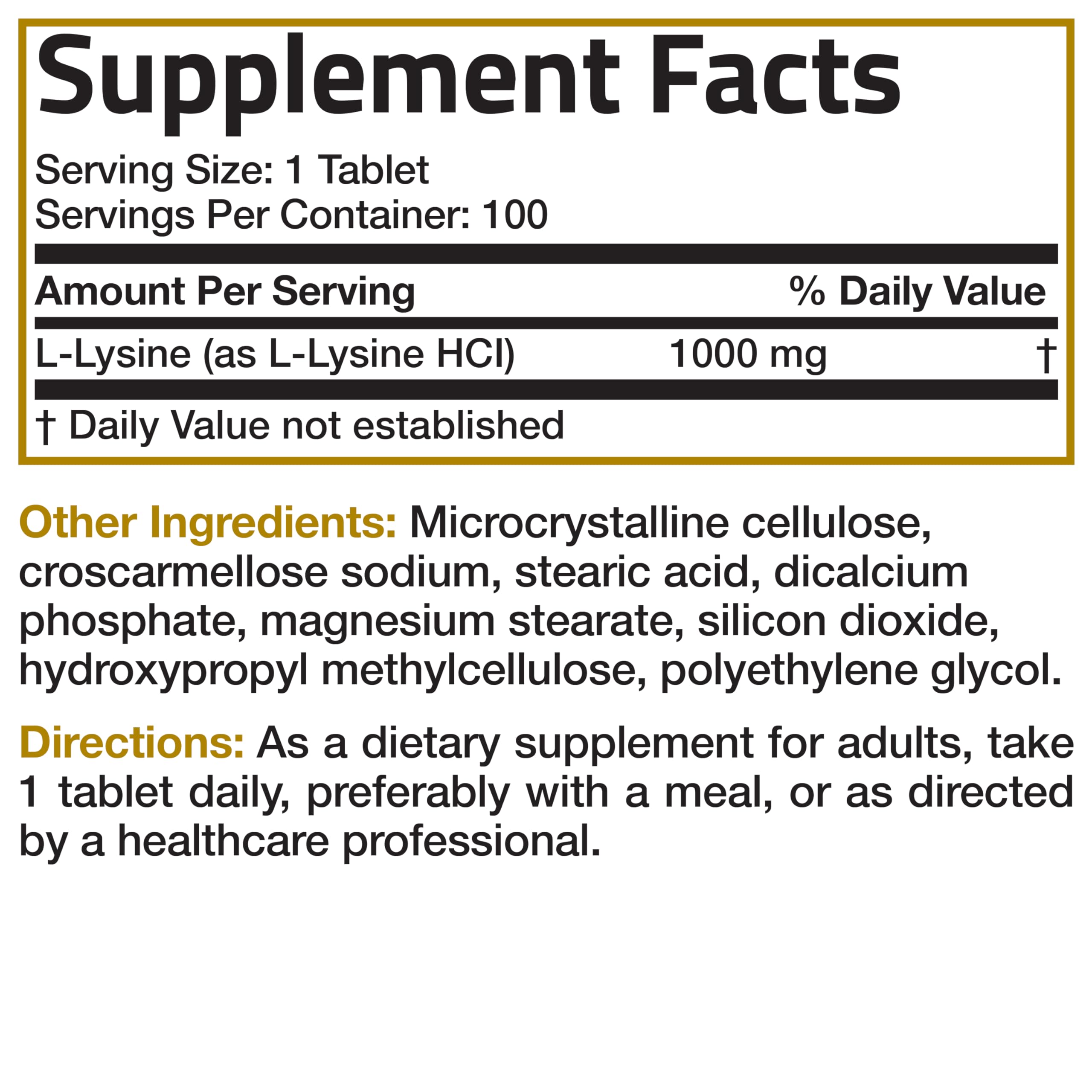 Foto 7 pulgar | Suplemento Bronson L-lisina Extra Strength 1000 Mg 100 Comprimidos - Venta Internacional.