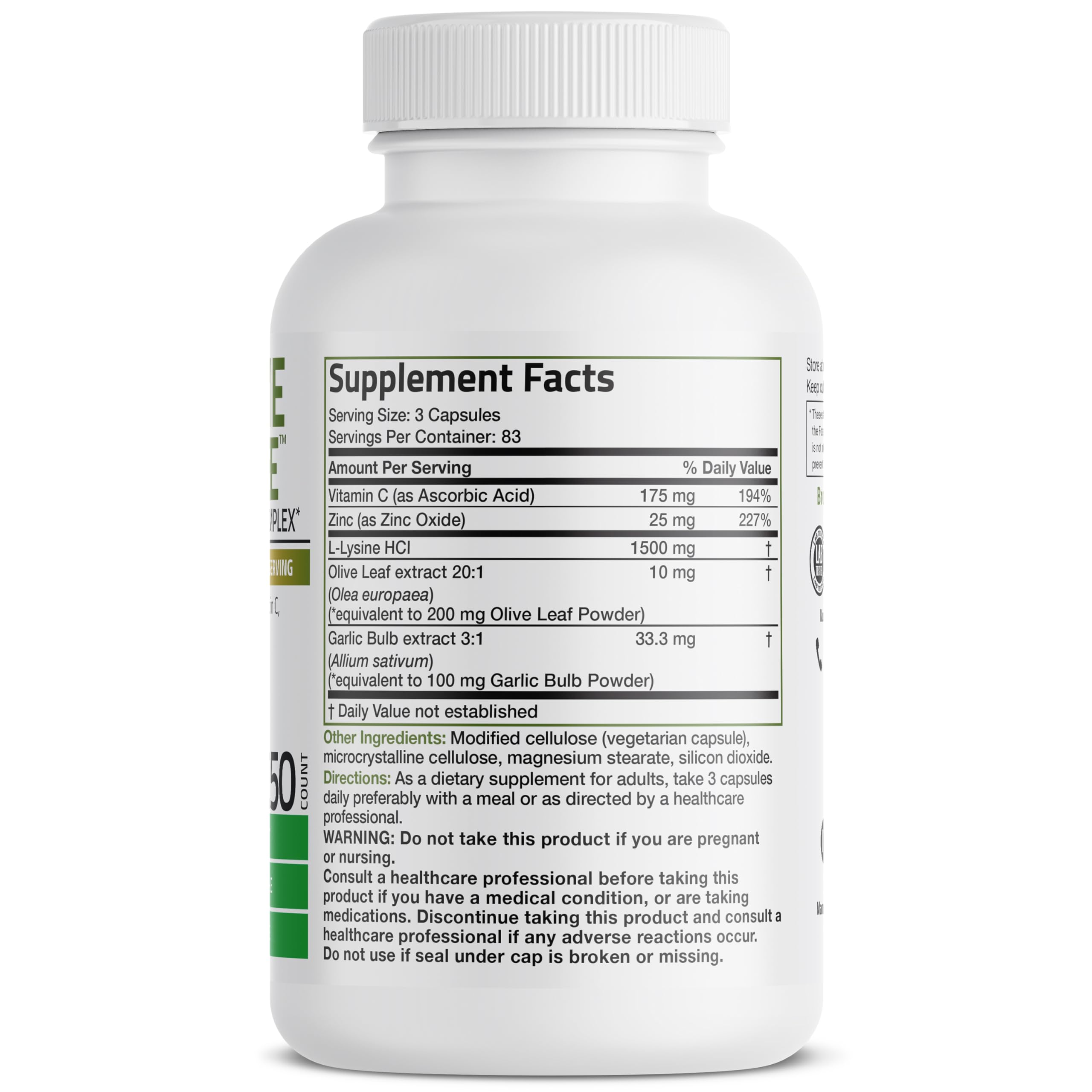 Foto 3 pulgar | Suplemento Bronson L-lisine Defense Immune 1500 Mg 250 Cápsulas - Venta Internacional.
