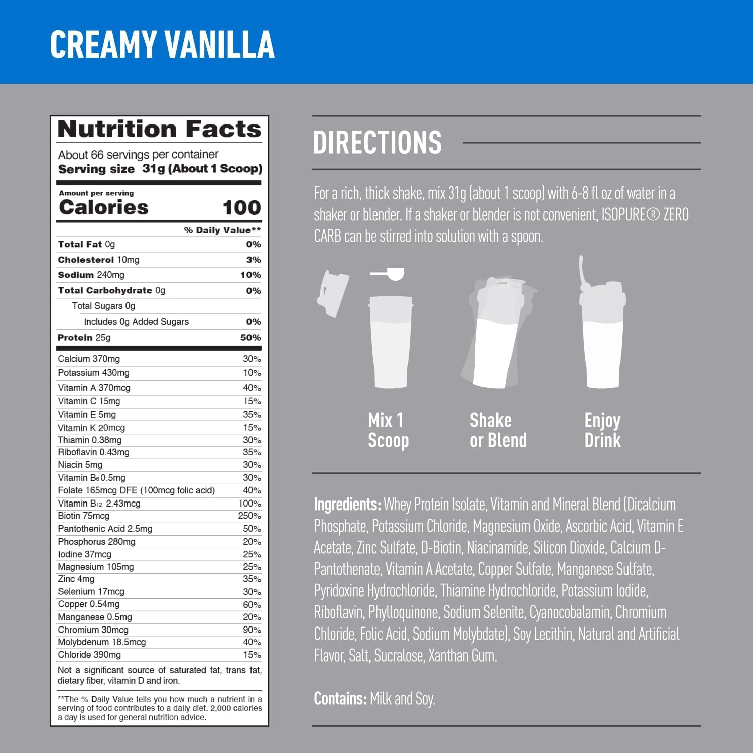 Foto 5 pulgar | Proteína En Polvo Isopure Zero Carb Whey Isolate, 2,04 Kg, Vainilla - Venta Internacional.