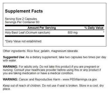 Foto 2 | Suplemento Swanson Holy Basil Leaf (tulsi) 800 Mg 120 Cápsulas - Venta Internacional.