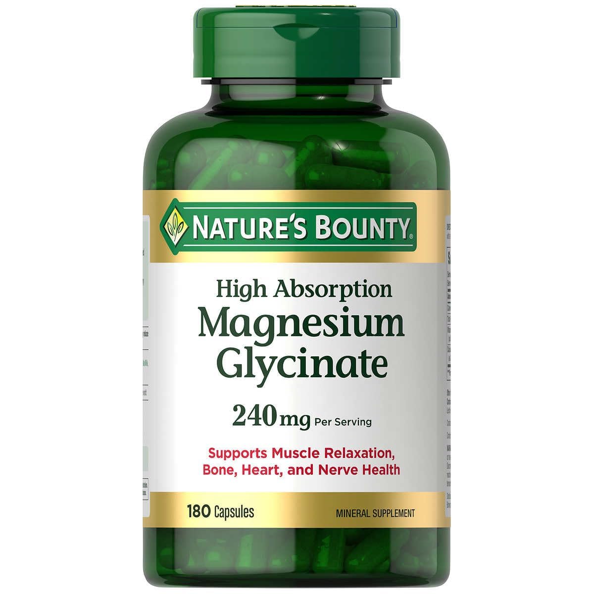 Foto 2 pulgar | Suplemento De Glicinato De Magnesio Bounty De Nature's, 240 Mg, 180 Cápsulas - Venta Internacional.