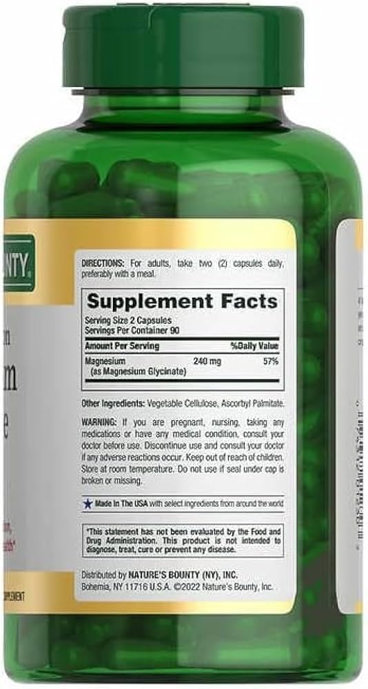Foto 3 pulgar | Suplemento De Glicinato De Magnesio Bounty De Nature's, 240 Mg, 180 Cápsulas - Venta Internacional.