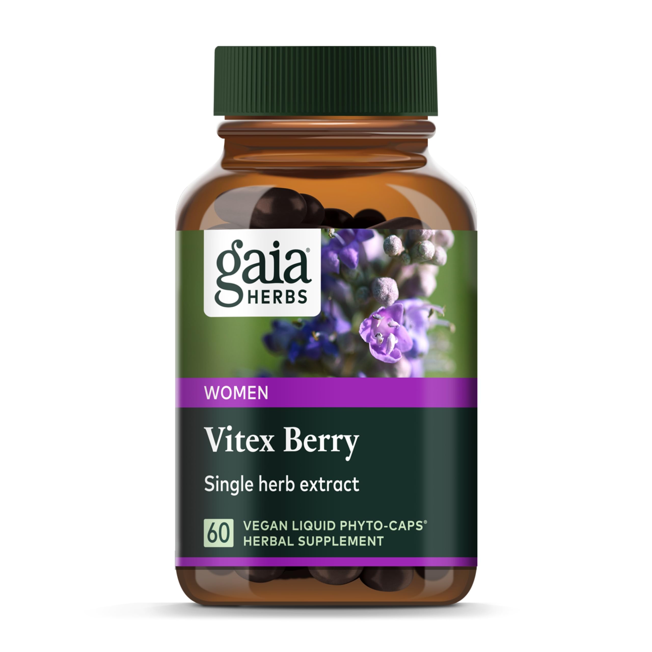 Suplemento Gaia Herbs Vitex Berry 60 Cápsulas Veganas - Venta Internacional.