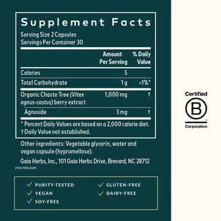 Foto 2 | Suplemento Gaia Herbs Vitex Berry 60 Cápsulas Veganas - Venta Internacional.
