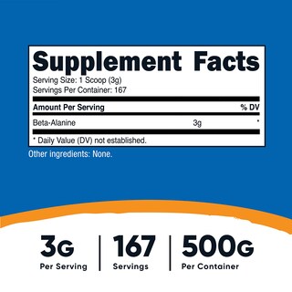 Foto 2 | Suplemento Nutricost Beta Alanina En Polvo 500 G Sin Gluten - Venta Internacional.