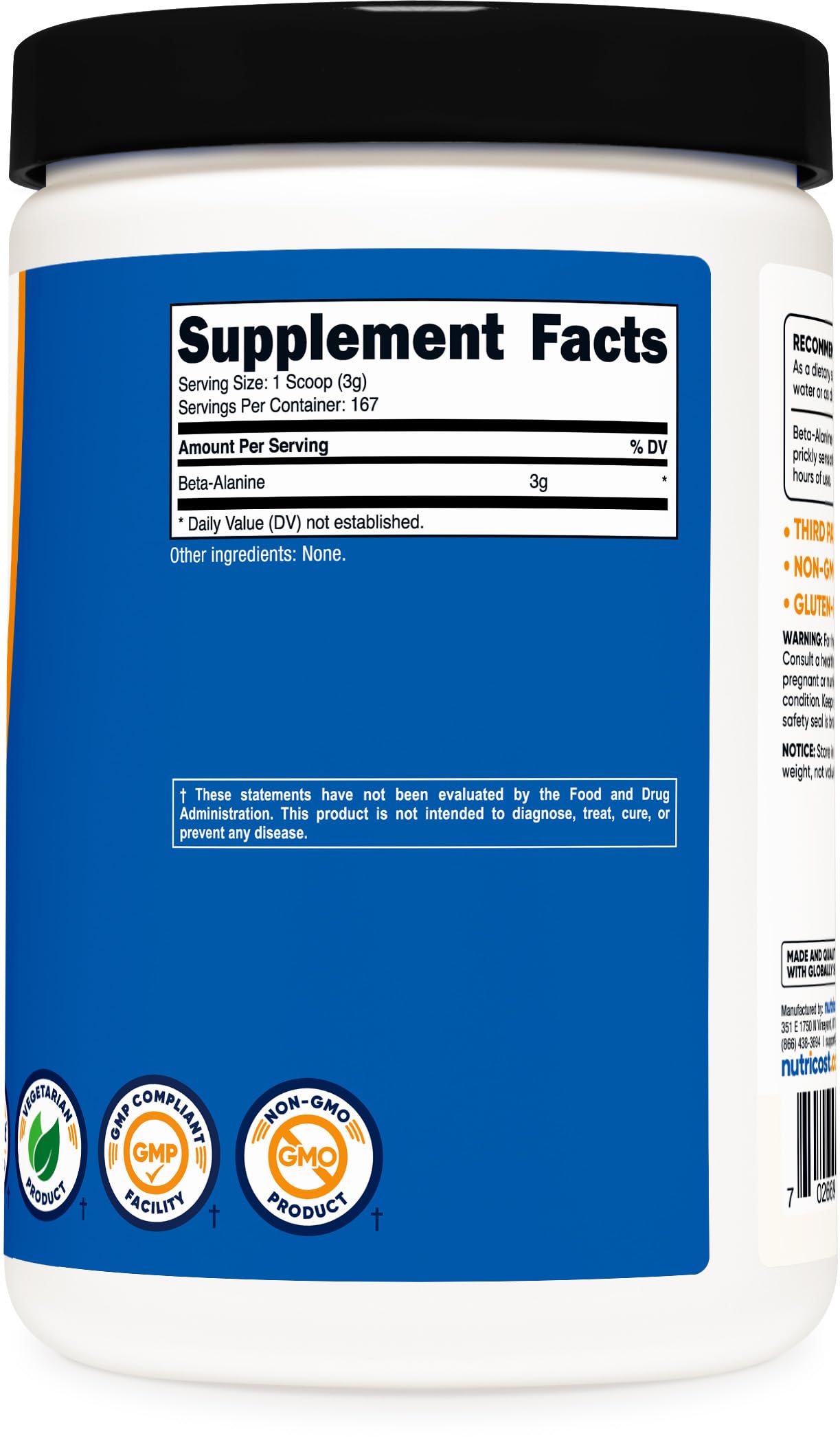Foto 6 pulgar | Suplemento Nutricost Beta Alanina En Polvo 500 G Sin Gluten - Venta Internacional.