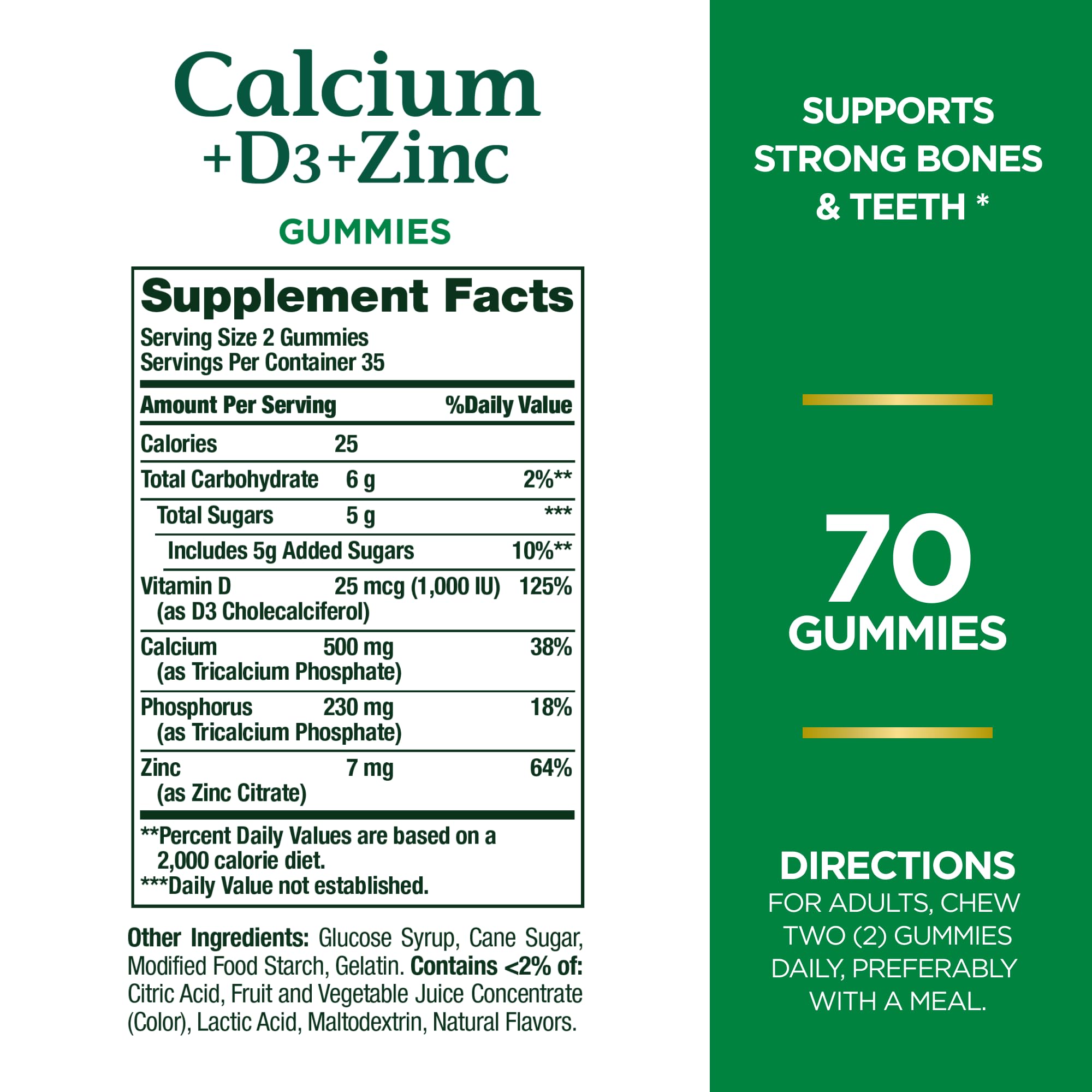Foto 3 pulgar | Suplemento En Gomitas Nature's Bounty Calcium + D3 + Zinc 70u - Venta Internacional.