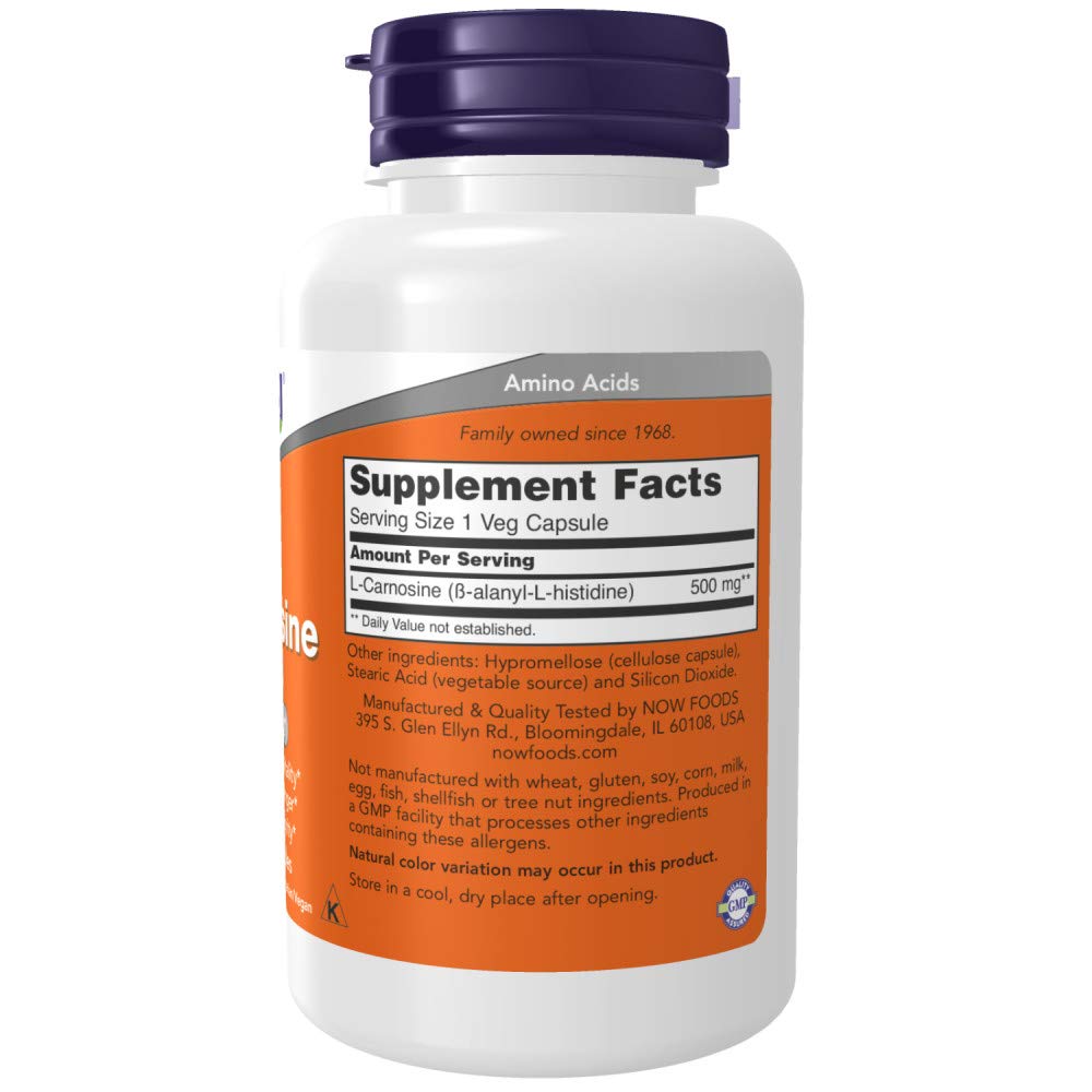 Foto 3 pulgar | Supplement Now L-carnosina 500 Mg Para Un Envejecimiento Saludable, 100 Cápsulas Vegetarianas - Venta Internacional.