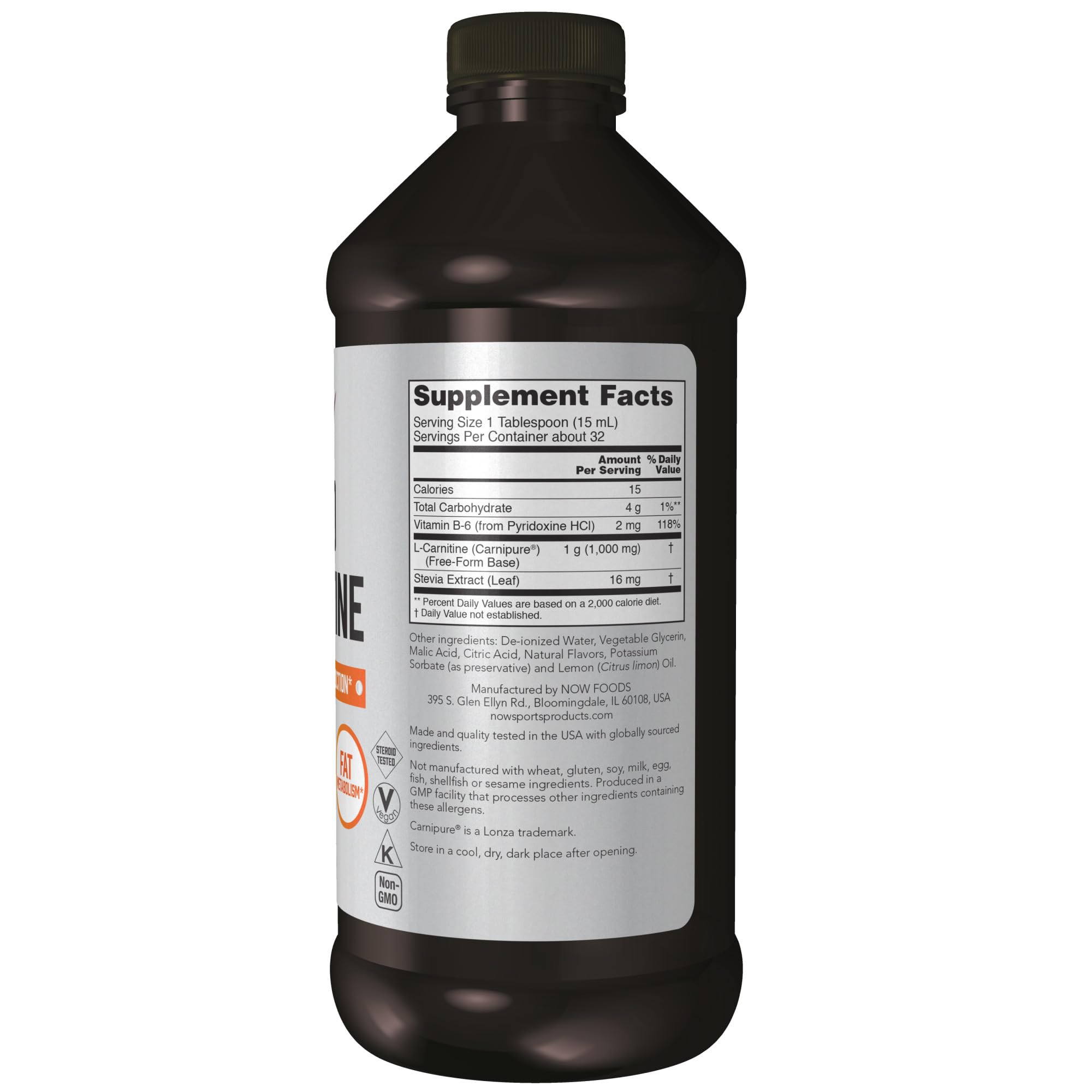 Foto 3 pulgar | Suplemento Now Sports Nutrition, L-carnitina Líquida, 1000 Mg, 480 Ml - Venta Internacional.