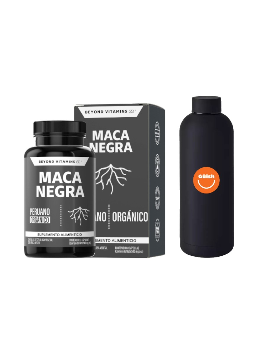 Foto 2 pulgar | Maca Negra Peruana Vegana + Termo De Agua Güish