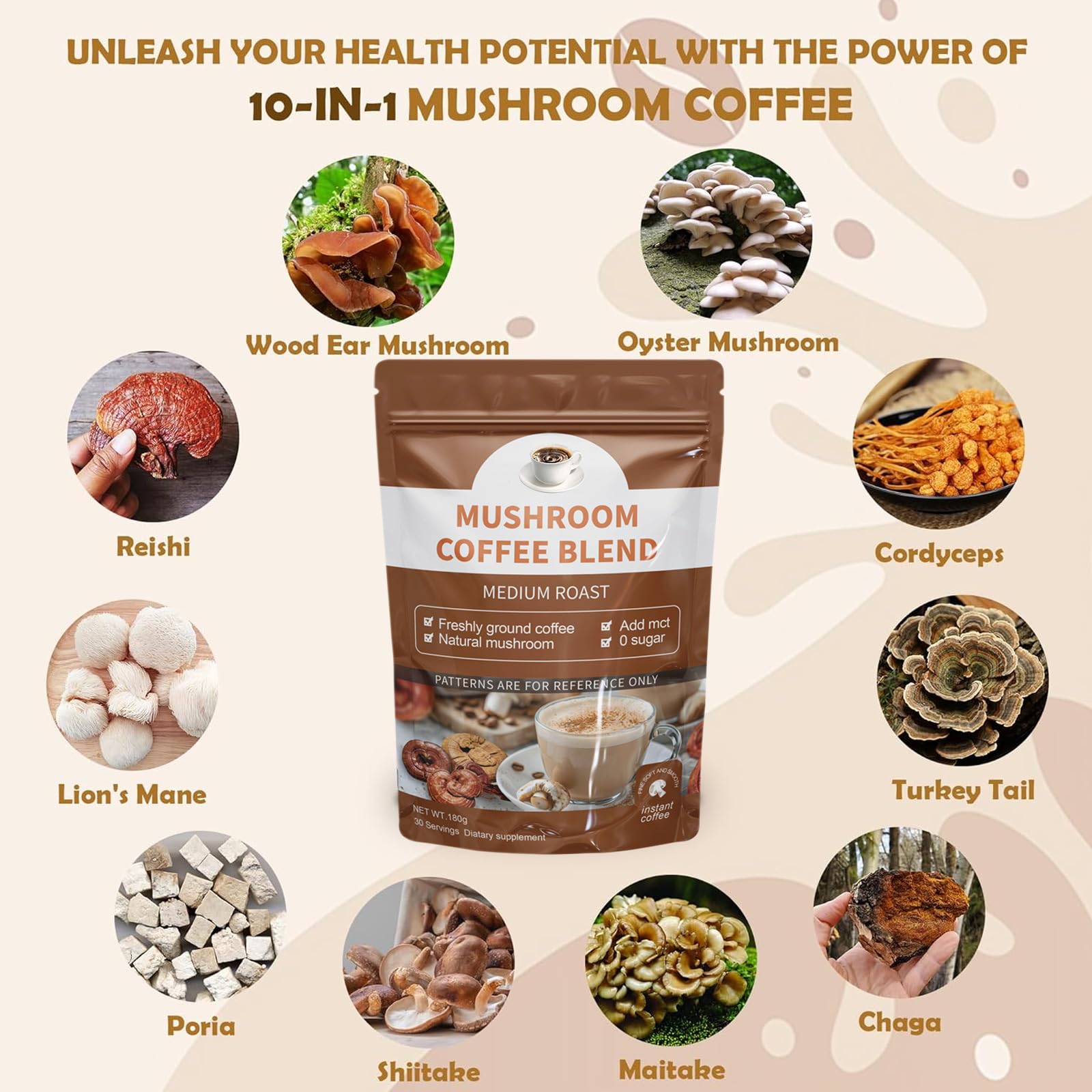 Foto 4 pulgar | Mezcla Orgánica De Café Con Hongos Lion's Mane, Cordyceps, Reishi - Venta Internacional.