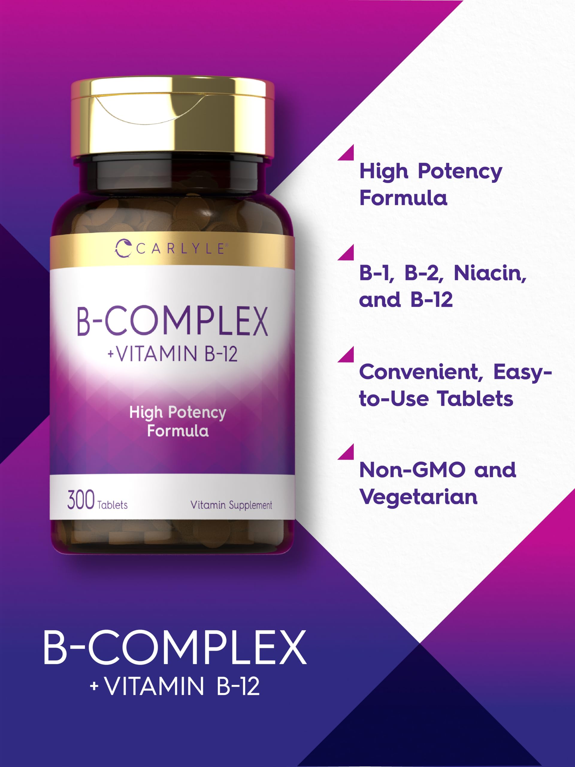 Foto 5 pulgar | Complemente La Vitamina Del Complejo B De Carlyle Con Vitamina B12 300 Tabletas - Venta Internacional.